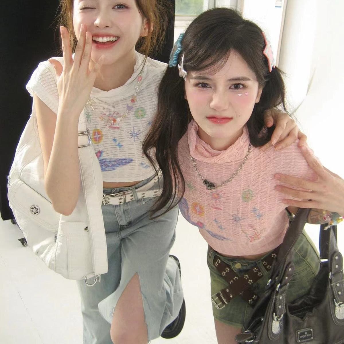 여름 도파민 소녀 착용 가져 가라. 핑크색 민소매 여성 핫걸 쇼트 스타일 달콤한 차가운 작은 대중 맨위 상세 이미지 4