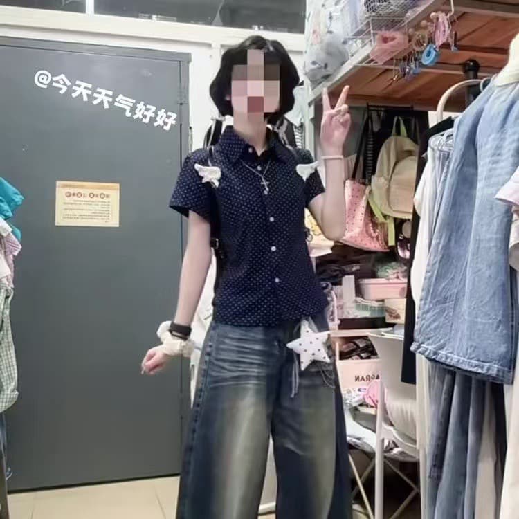 원본 것 40 오스트리아 세대 서울 210 그램 순면 여름 자이언트 잘 생긴 도트 무늬 반팔 셔츠 이미지 4