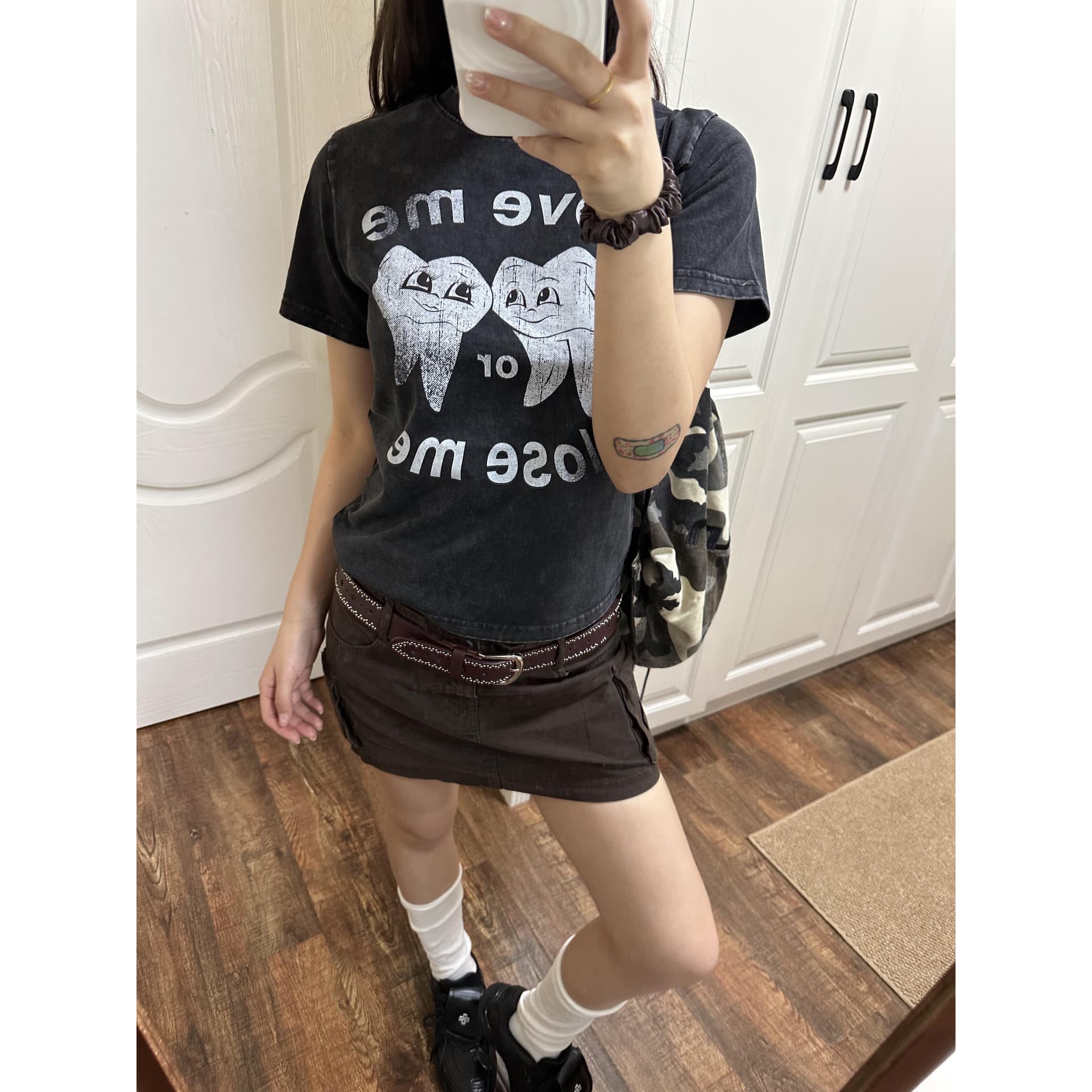 200그램 95 면 5 암모니아 Lun 워싱 마 오래된 아메리칸 레트로 긍정적 인 어깨 반팔 티셔츠 여성 이미지 5