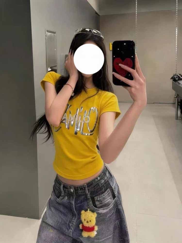 40 좋은 면 1 1 원본 공예 고주파 파 패션 라운드 넥 조수 브랜드 알파벳 3 차원 프린트 핫픽스 반팔 이미지 2