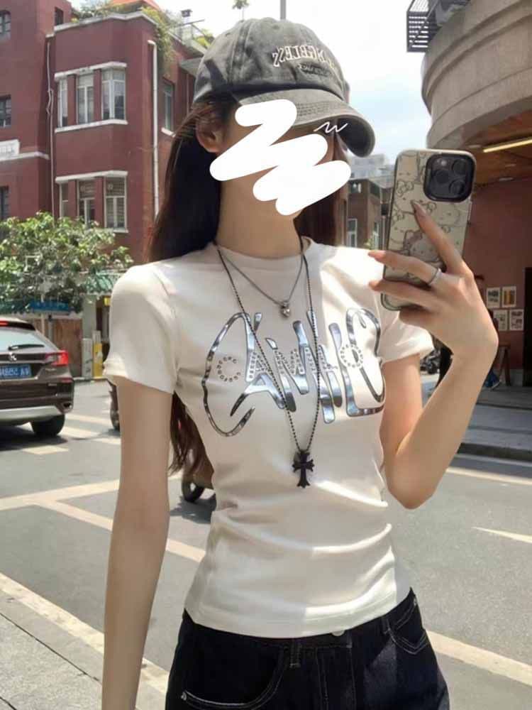 40 좋은 면 1 1 원본 공예 고주파 파 패션 라운드 넥 조수 브랜드 알파벳 3 차원 프린트 핫픽스 반팔 이미지 4