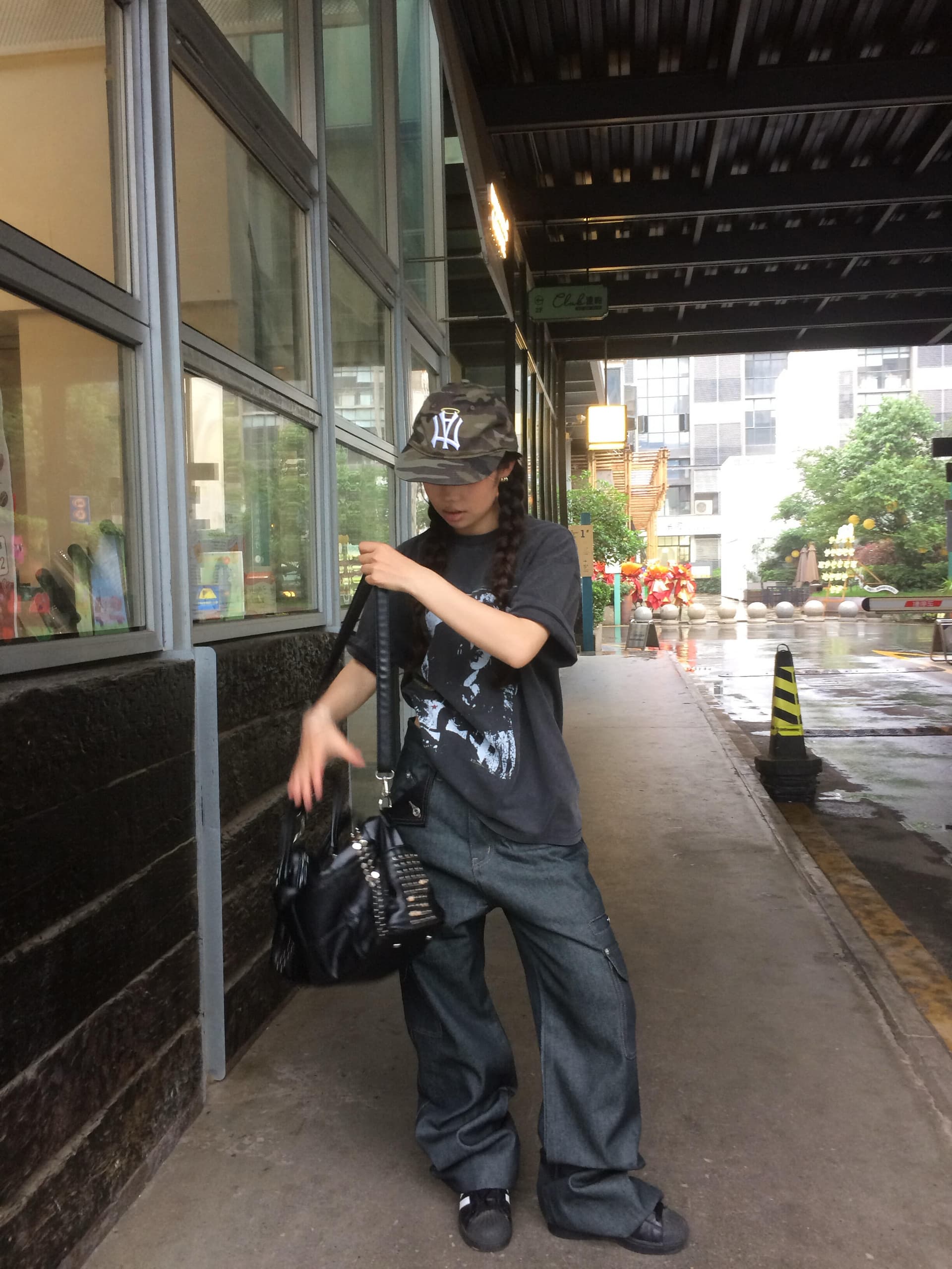 230 크 워싱 마 오래된 아메리칸 레트로 프린트 반팔 티셔츠 여성 루즈핏 높음 거리 의류 상세 이미지 2