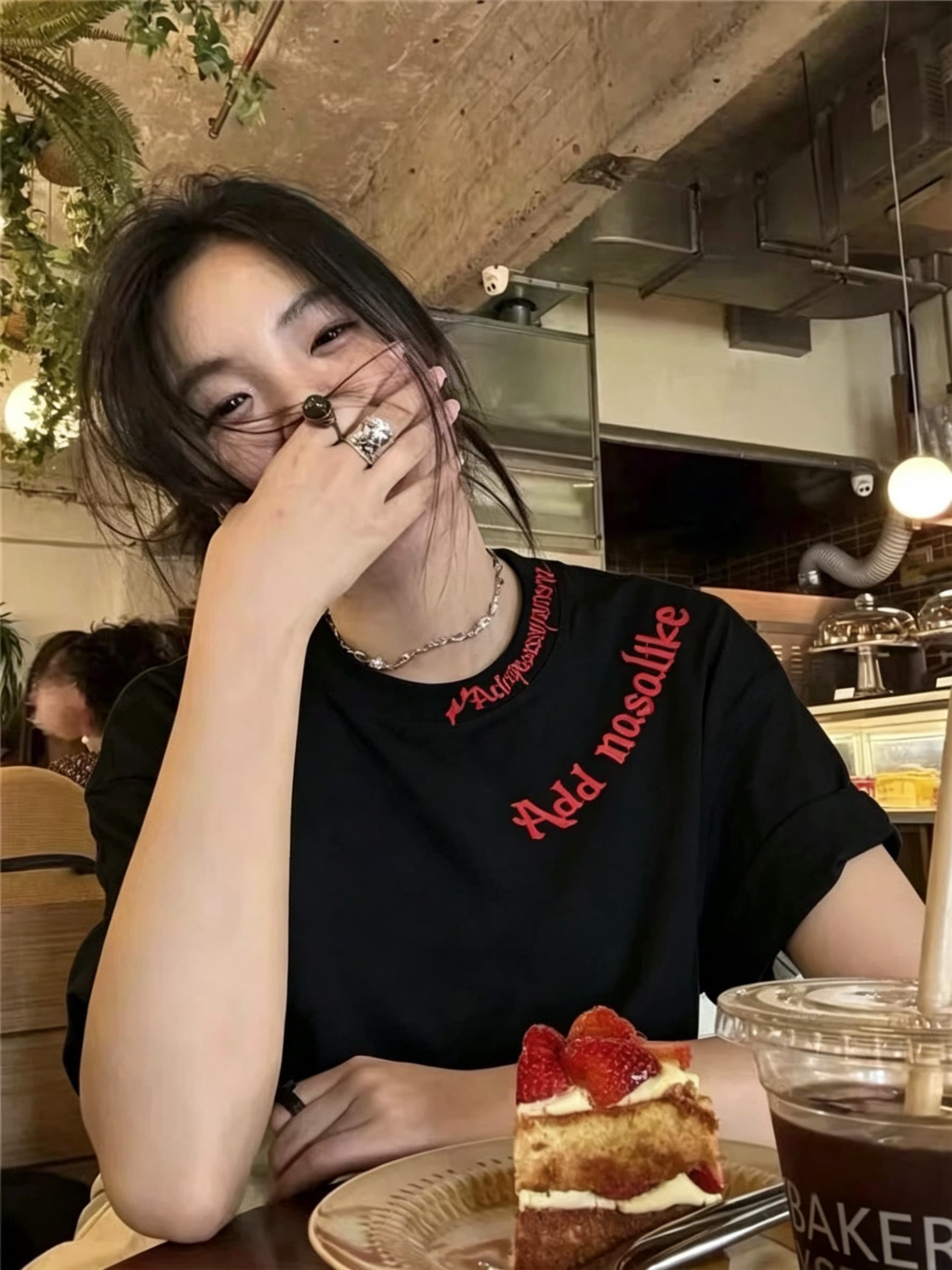 됐어. 개체 같은 단락 더블 실 260 그램 마 사전 수축 자수 네리 가게 천 반팔 티셔츠 이미지 2
