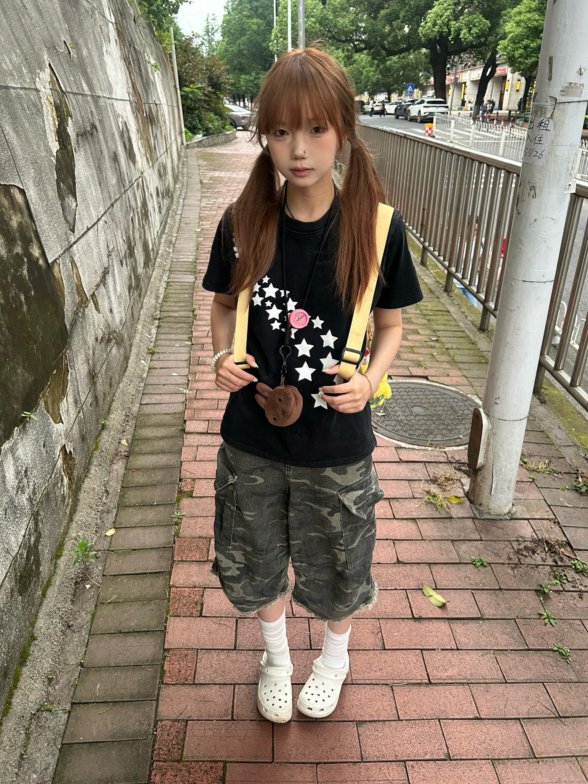 순면 라운드 넥 루즈핏 프린트 반팔 티셔츠 이미지 2
