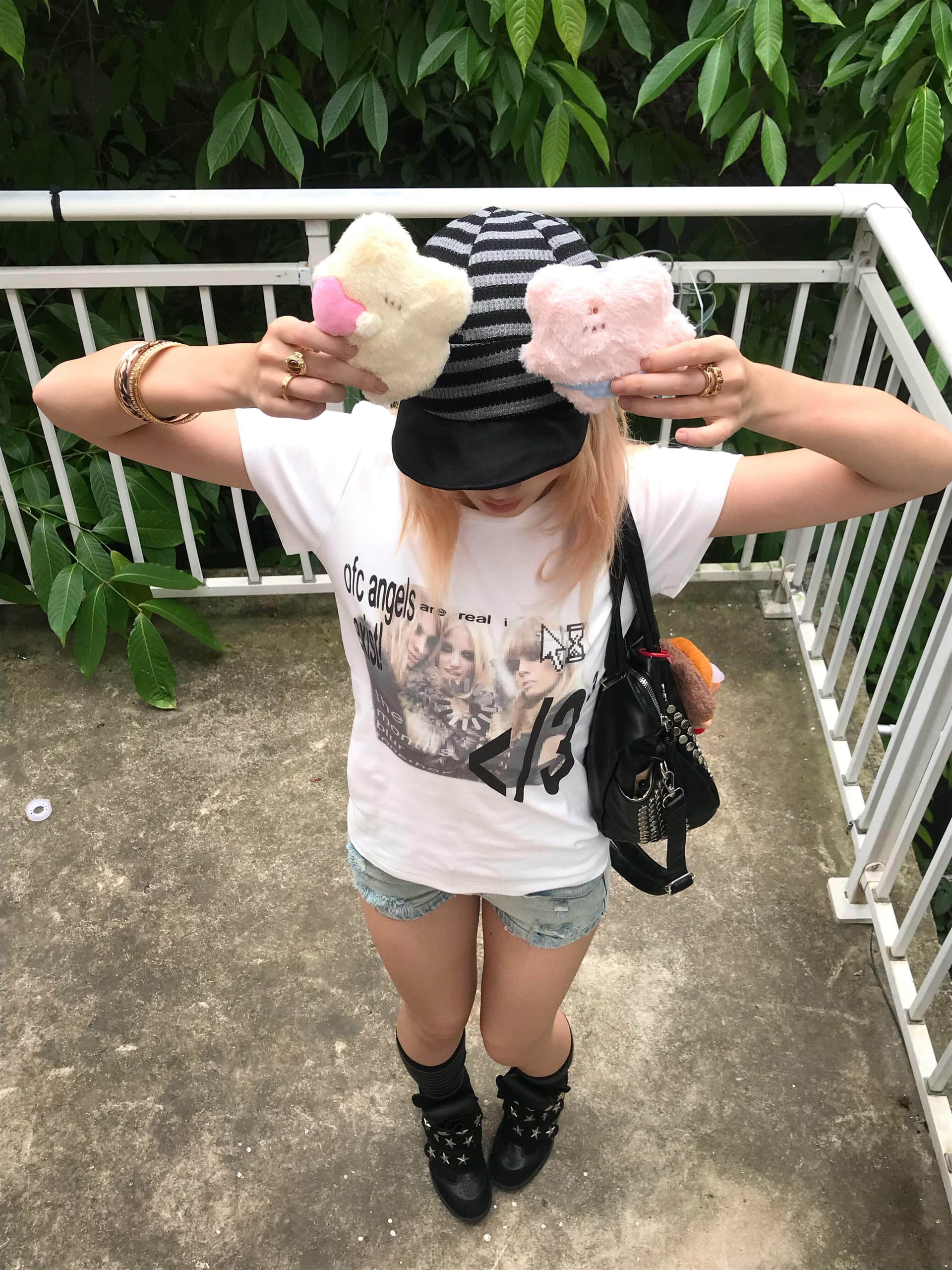 아메리칸 레트로 긍정적 인 어깨 라운드 넥 프린트 반팔 티셔츠