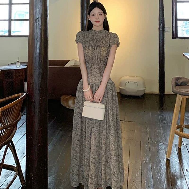 원본 것 있음 네리 프랑스식 고급 센스 한국 스타일 로얄 자매 바람 패션 반팔 드레스 디자인 부드러운 롱 스커트 상세 이미지 3
