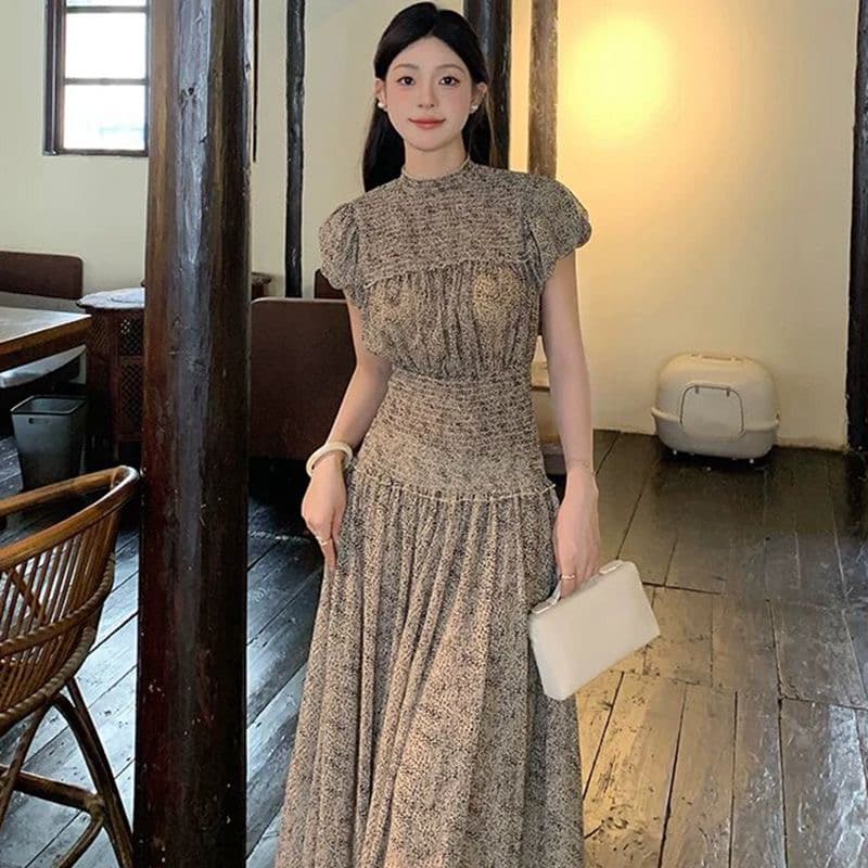 원본 것 있음 네리 프랑스식 고급 센스 한국 스타일 로얄 자매 바람 패션 반팔 드레스 디자인 부드러운 롱 스커트 상세 이미지 4