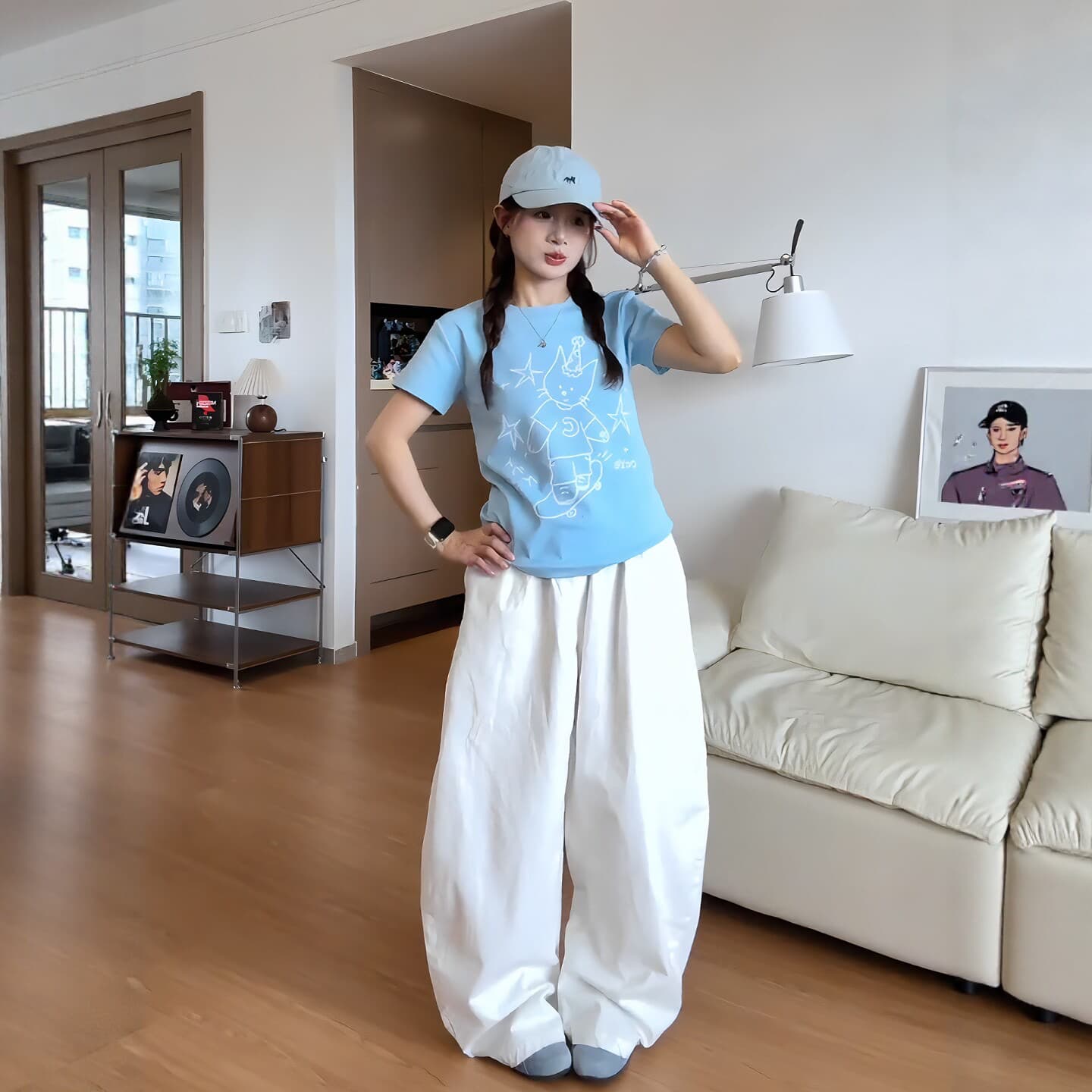 순면 프린트 반팔 티셔츠