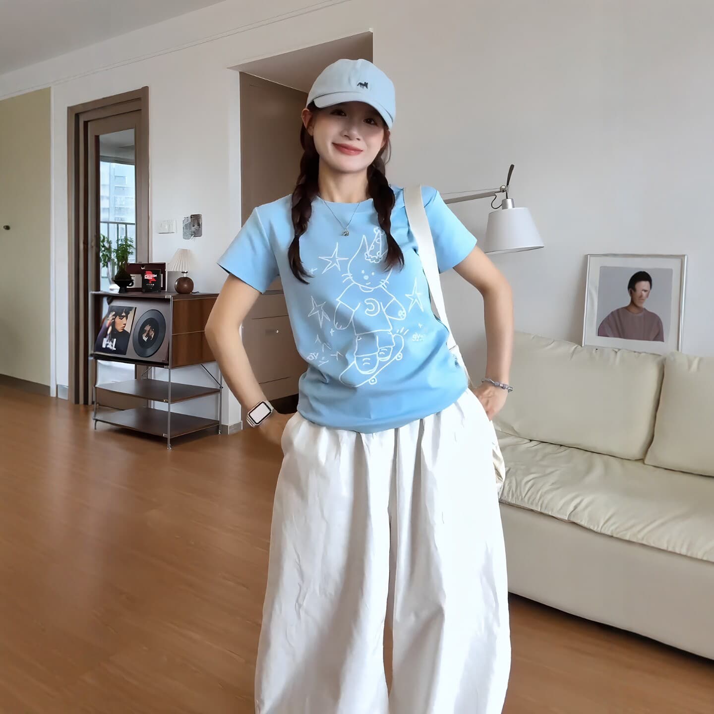 순면 프린트 반팔 티셔츠 상세 이미지 3