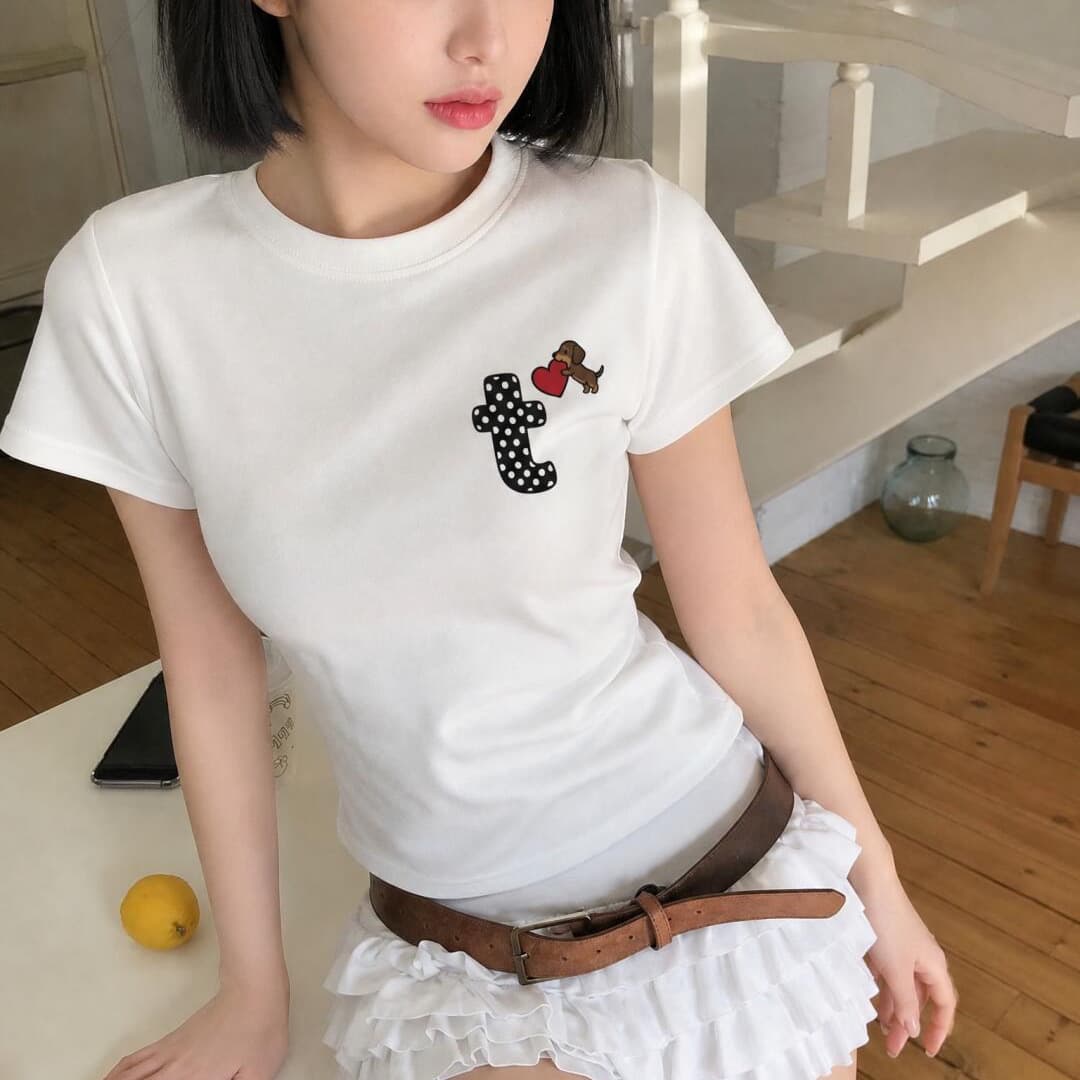 아메리칸 레트로 긍정적 인 어깨 라운드 넥 프린트 반팔 티셔츠
