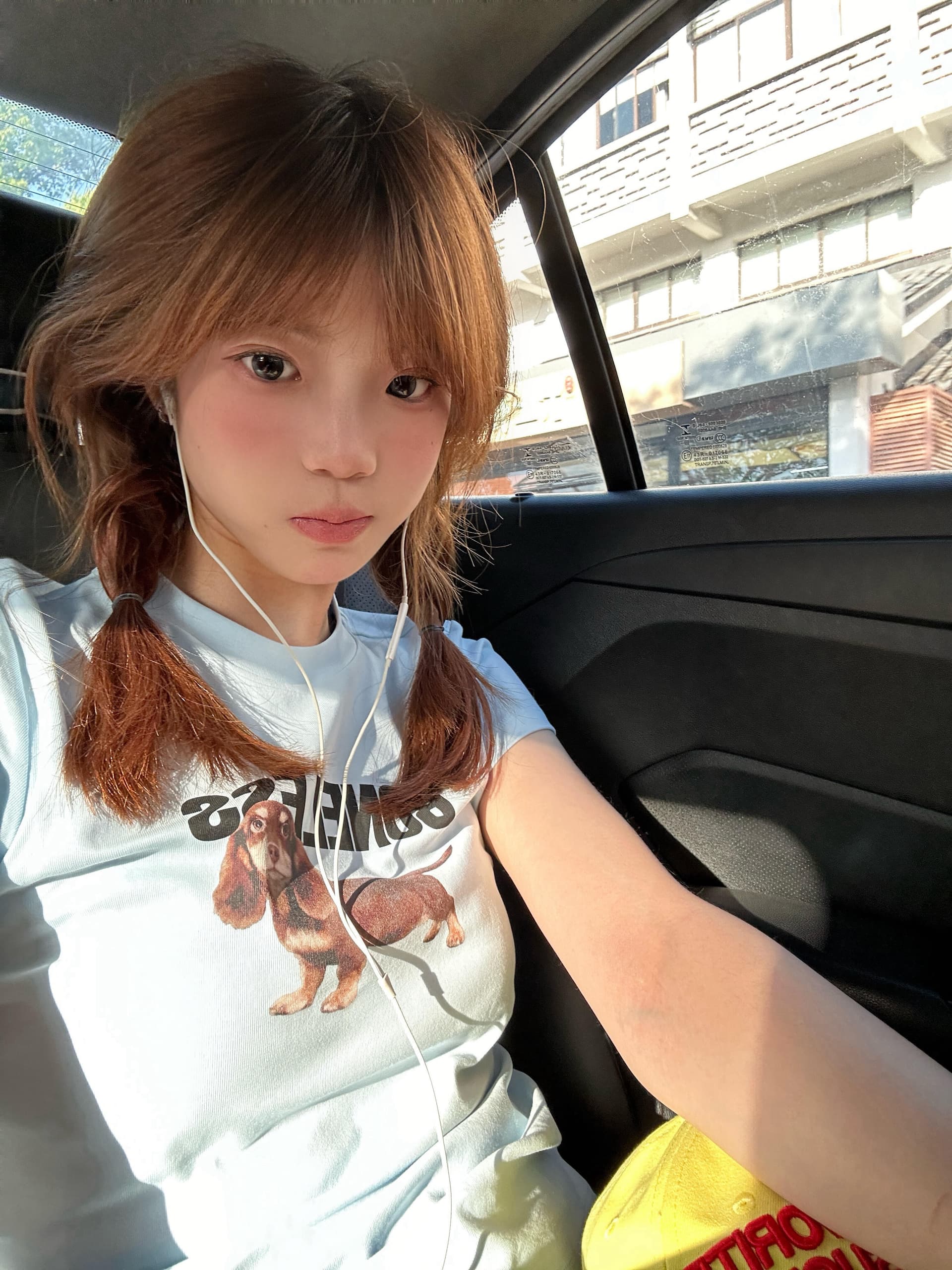 아메리칸 레트로 긍정적 인 어깨 라운드 넥 프린트 반팔 티셔츠 이미지 3