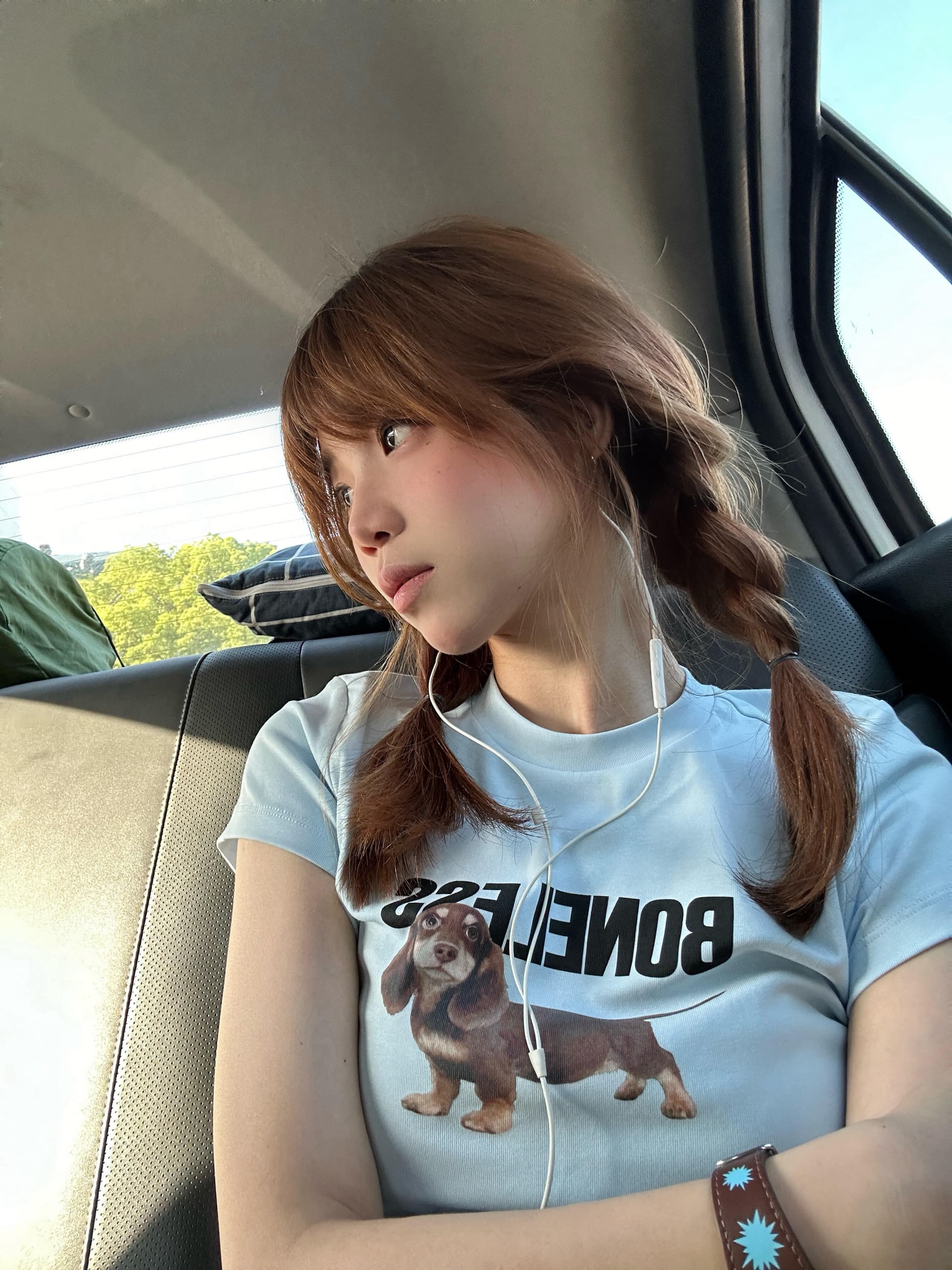 아메리칸 레트로 긍정적 인 어깨 라운드 넥 프린트 반팔 티셔츠 상세 이미지 4