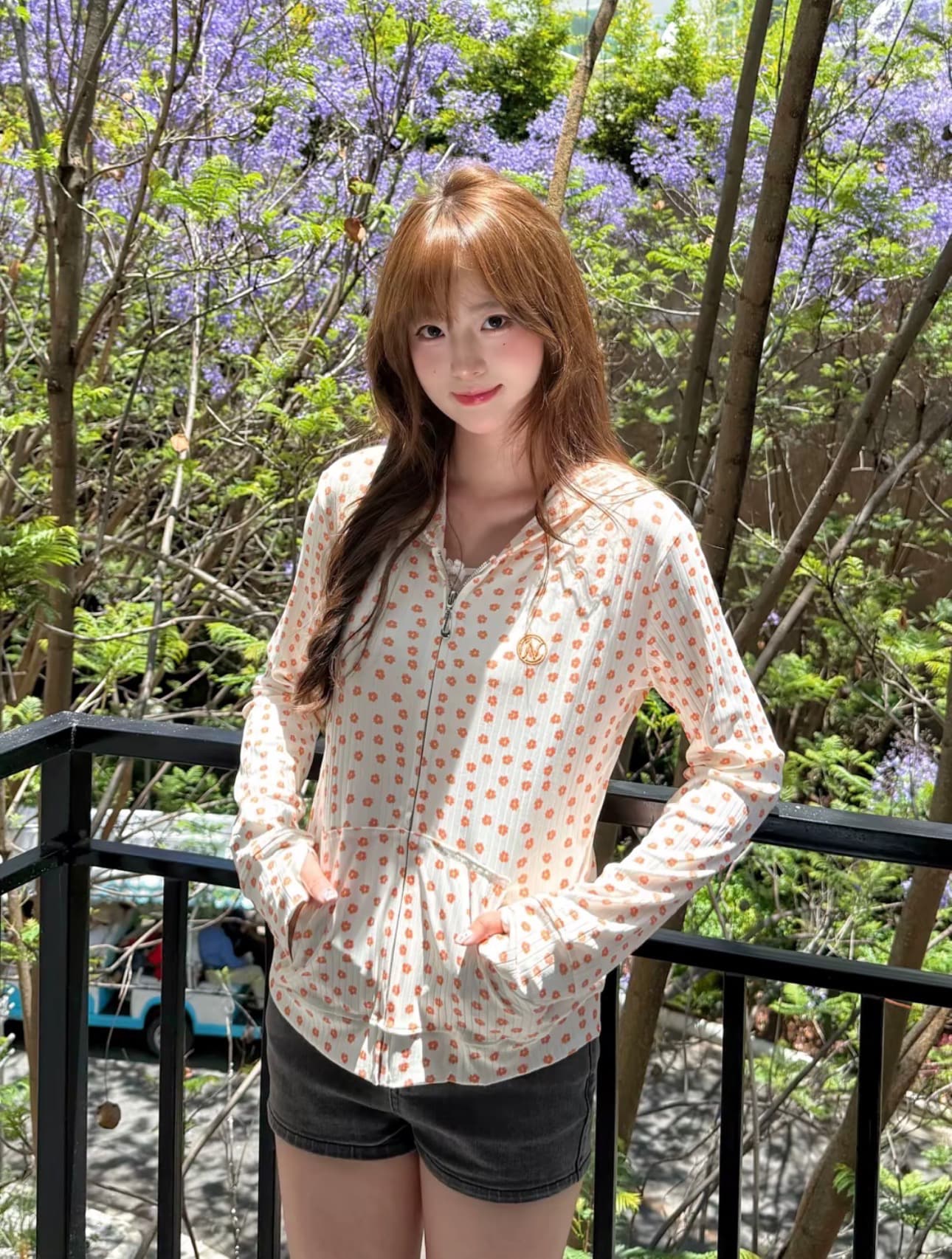 한 부서 품격 데이지 후드 지퍼 여성 코트 여름 몸매 가꾸기 슬림해 보이는 태양 보호 셔츠 맨위 상세 이미지 2