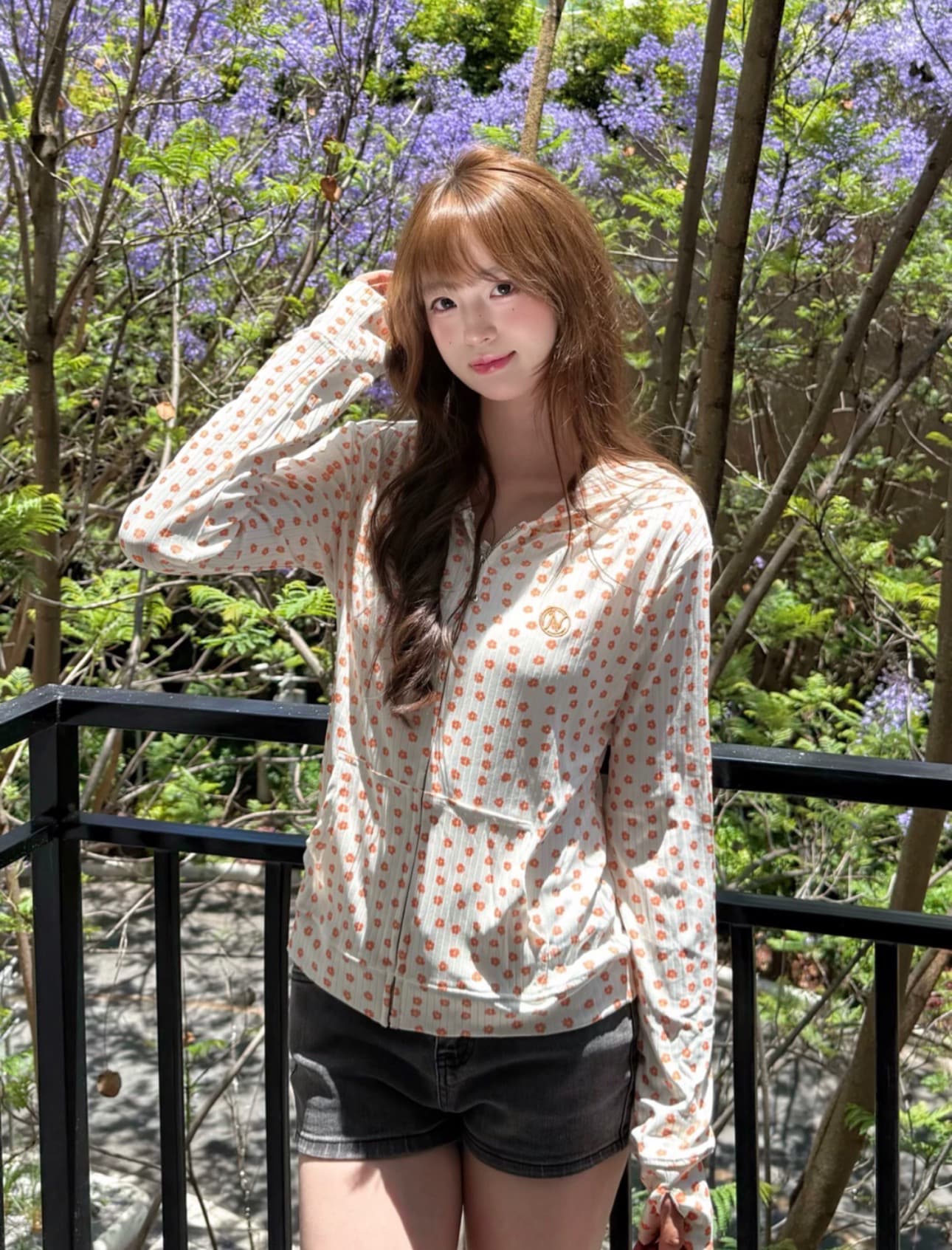 한 부서 품격 데이지 후드 지퍼 여성 코트 여름 몸매 가꾸기 슬림해 보이는 태양 보호 셔츠 맨위 상세 이미지 5