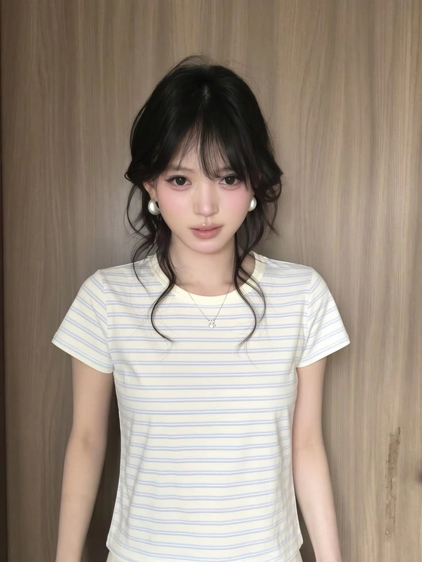 경관 그림 리브 순면 원본 원단 티셔츠 몸매 가꾸기 반팔 맨위 이미지 2