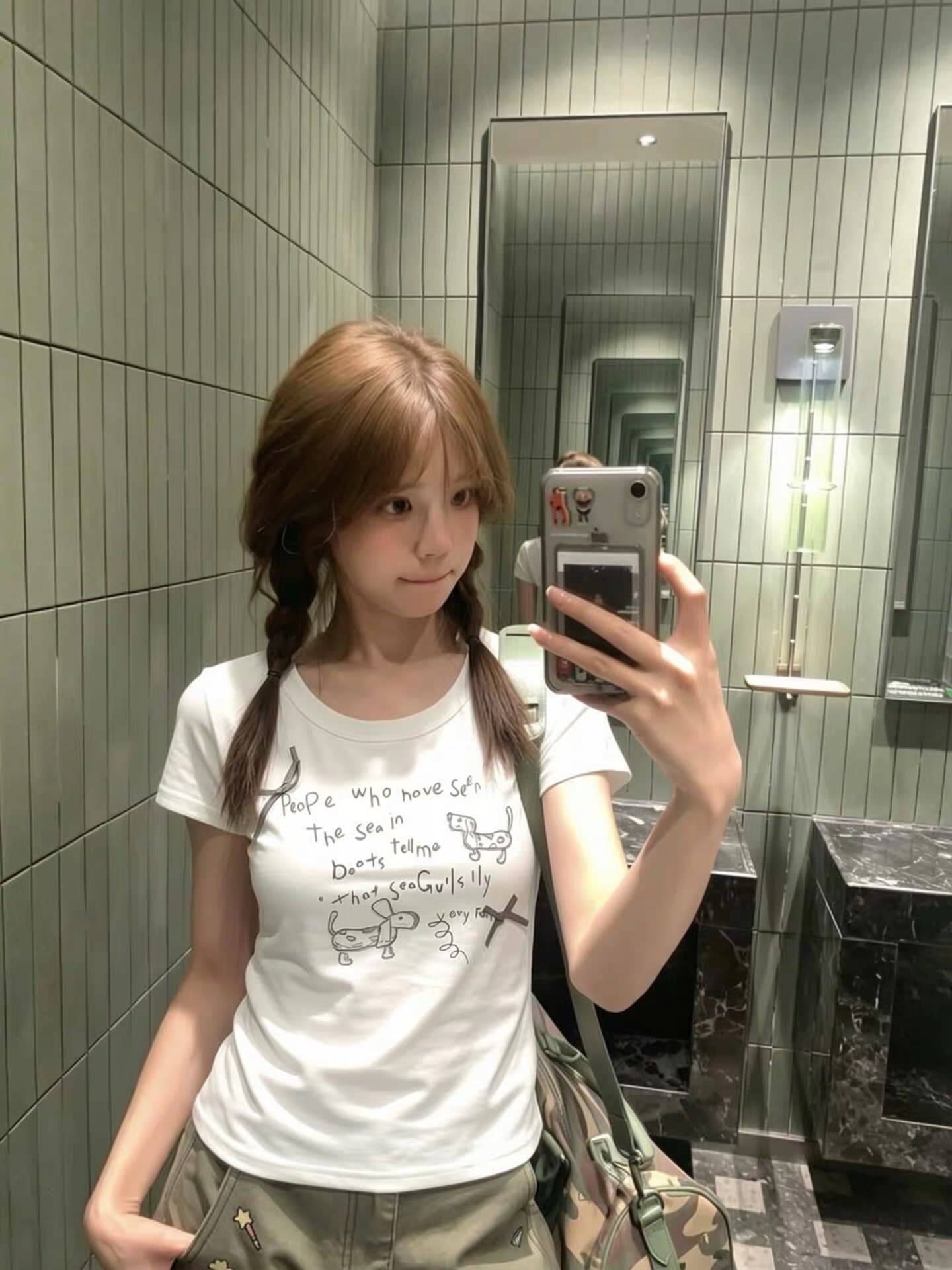 프린트 부형제 패치 네리 가게 천 40 순면 230 반팔 티셔츠 이미지 4