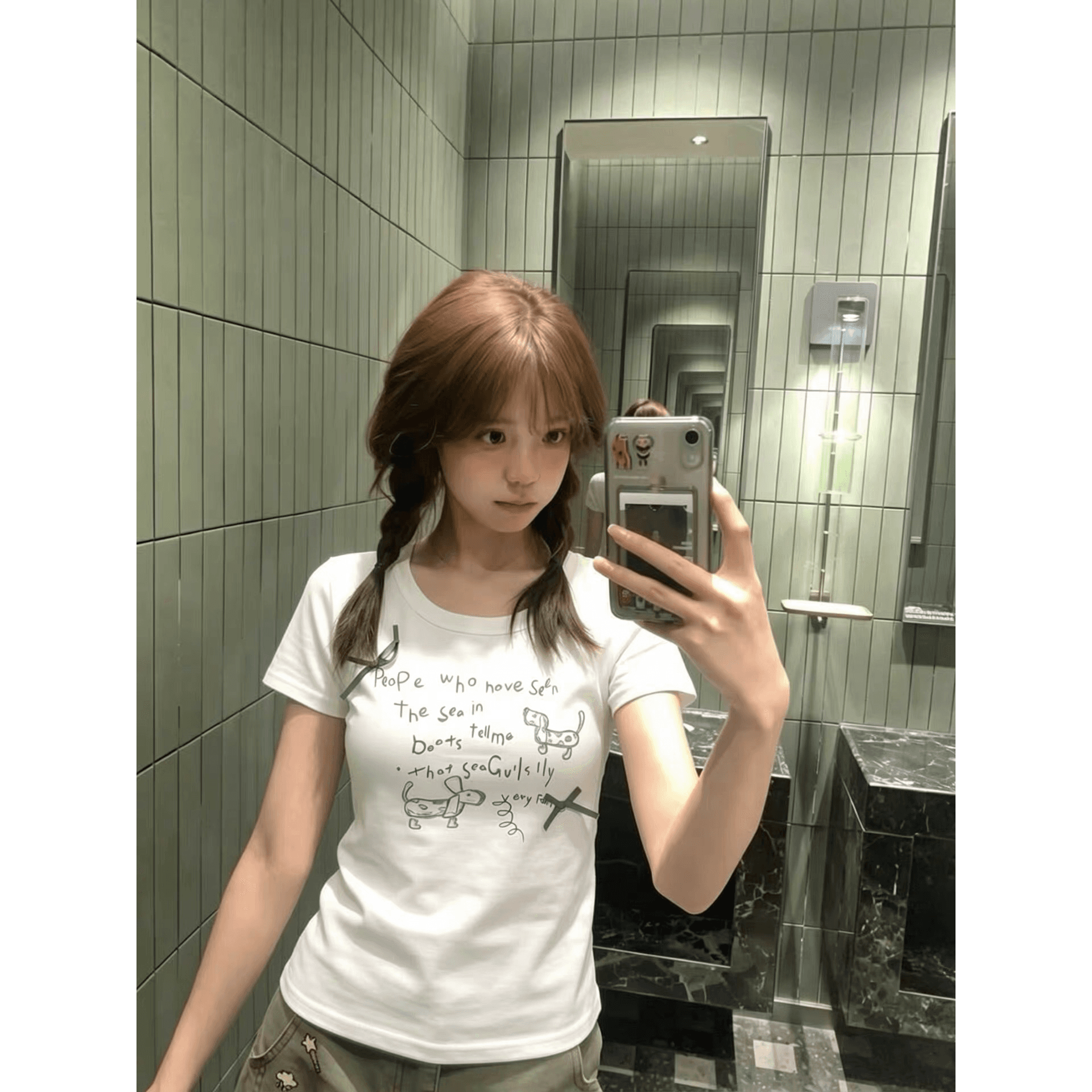 프린트 부형제 패치 네리 가게 천 40 순면 230 반팔 티셔츠 이미지 5