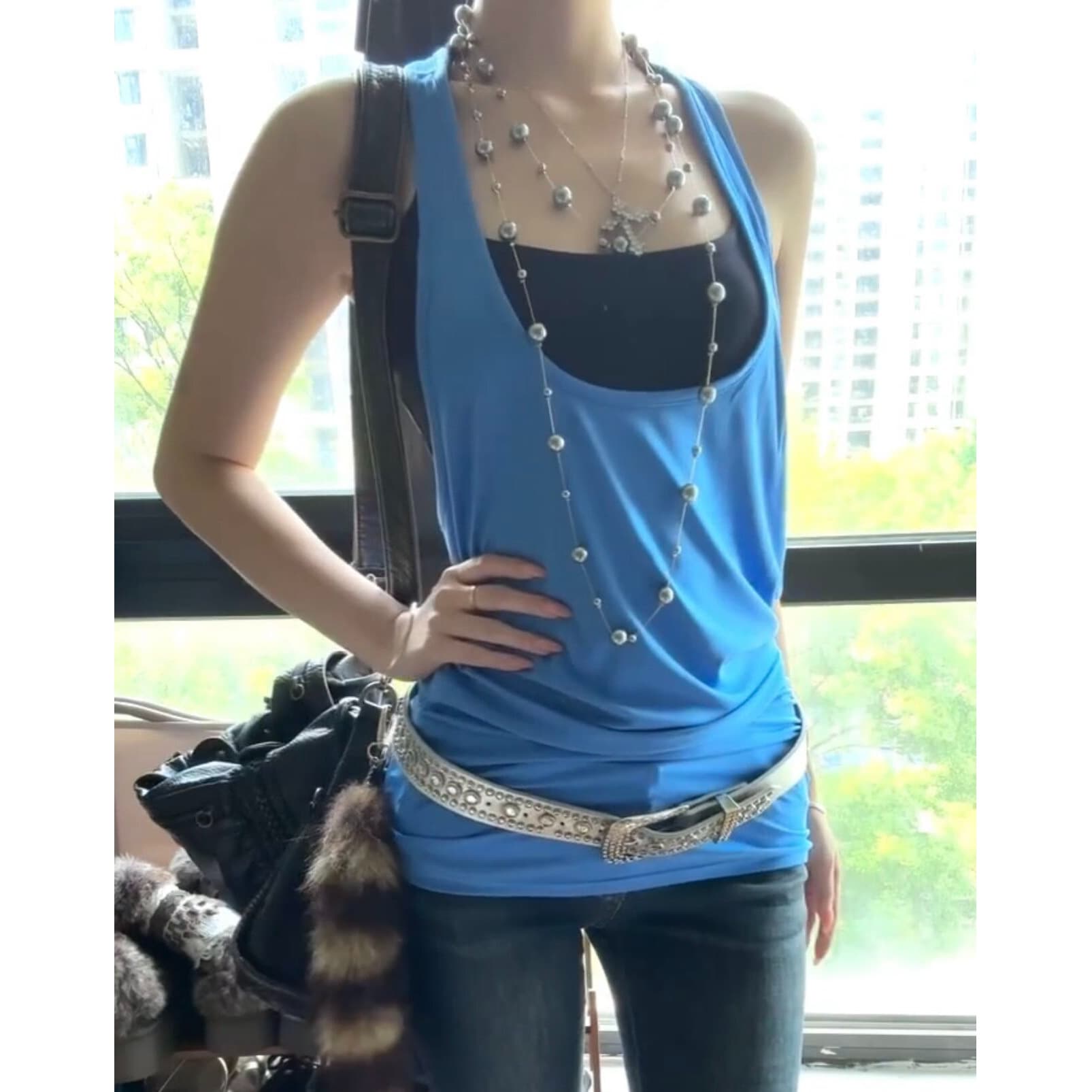 한 부서 사실 두 조각 스택 착용 행침 목 캐미솔 여름 배색 핫걸 몸매 가꾸기 섹시함 외출용 민소매 맨위 상세 이미지 3