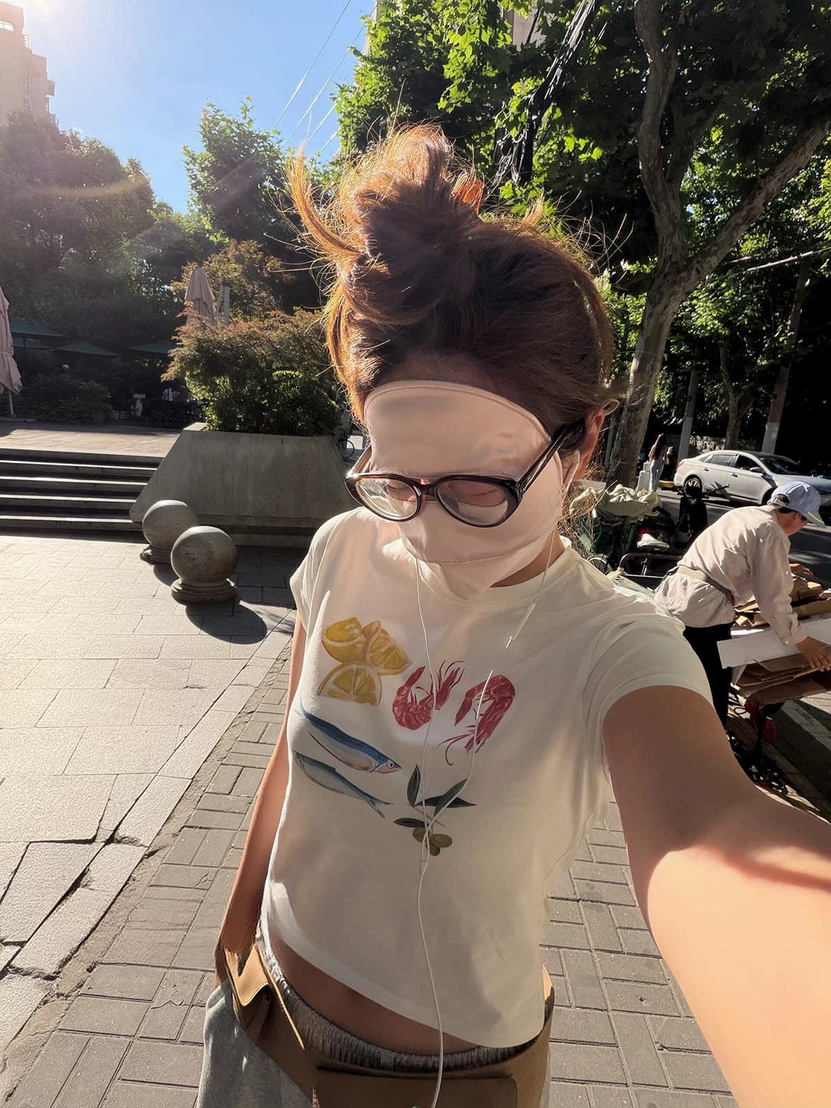 한 부서 순면 핫걸 쇼트 스타일 라운드 넥 프린트 반팔 티셔츠 상세 이미지 4