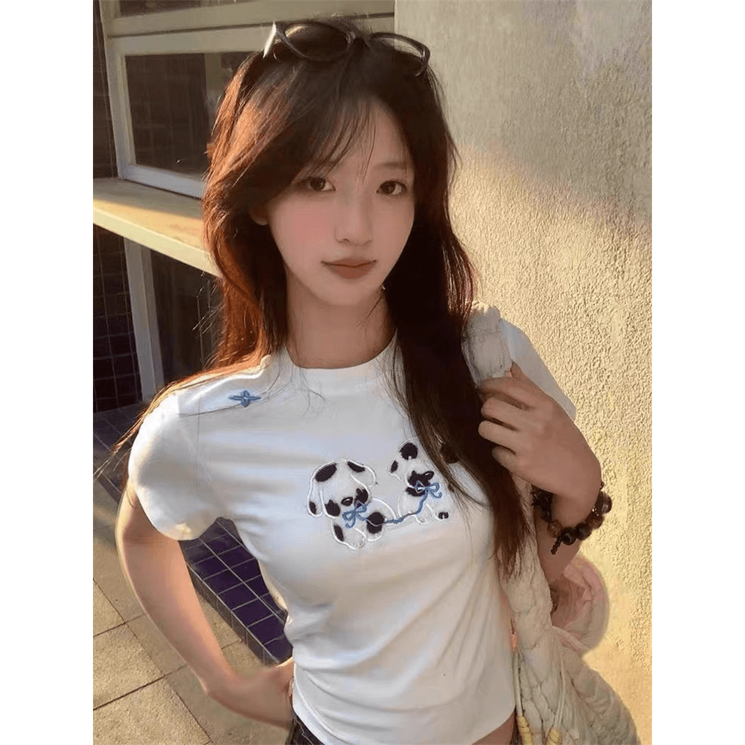 자수 40 순면 220 그램 반팔 티셔츠 이미지 5
