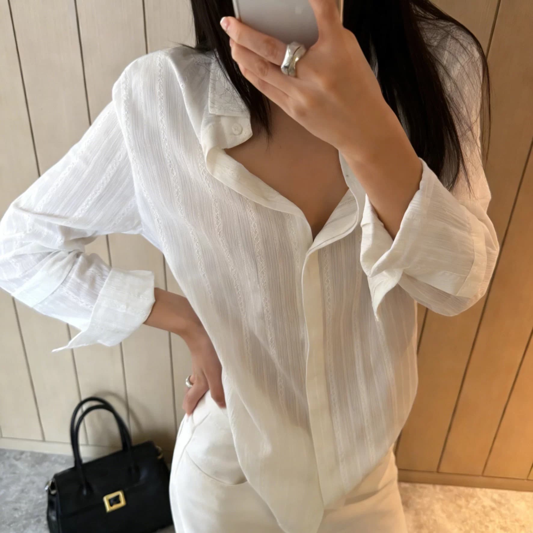 프랑스식 고급 센스 화이트 긴팔 여성 셔츠 봄 여름 새로운 얇은 스타일 출퇴근 다용도 캐주얼 품격 자외선 차단 맨위 상세 이미지 2