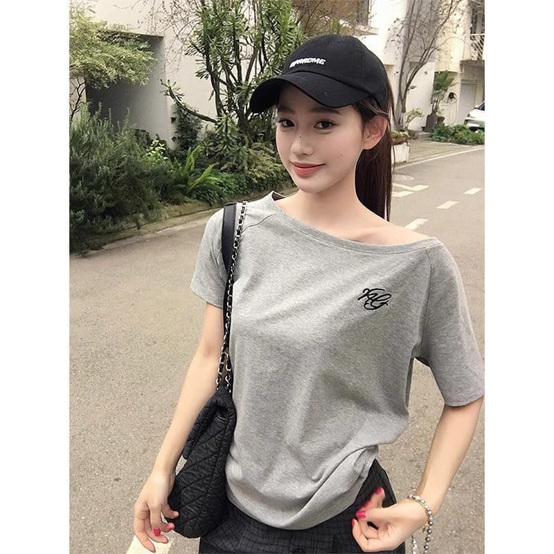40 오스트리아 세대 서울 92 면 8 암모니아 Lun 220 그램 비스듬한 어깨 오프숄더 티셔츠 새로운 프린트 맨위