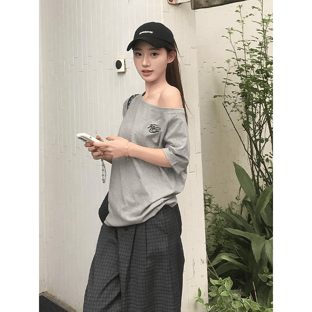 40 오스트리아 세대 서울 92 면 8 암모니아 Lun 220 그램 비스듬한 어깨 오프숄더 티셔츠 새로운 프린트 맨위 이미지 5