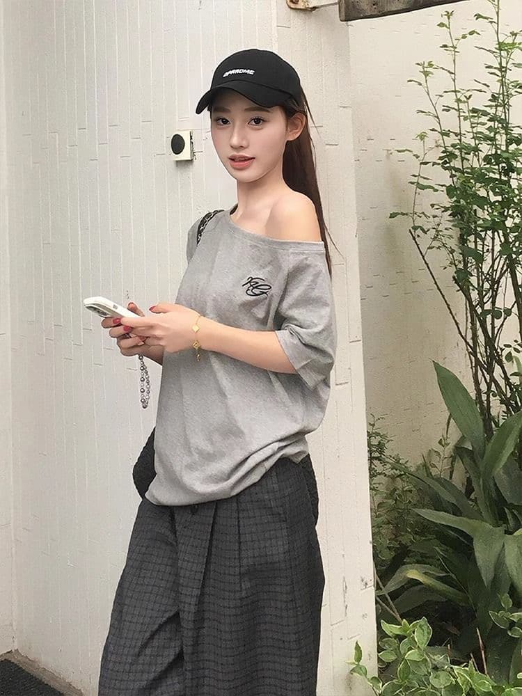 40 오스트리아 세대 서울 92 면 8 암모니아 Lun 220 그램 비스듬한 어깨 오프숄더 티셔츠 새로운 프린트 맨위 상세 이미지 5