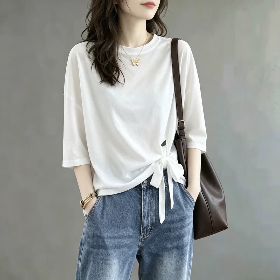 65 면 얼음 실크 눈꽃 면 높은 품질 원본 가방 구두 것 숨기기 고기 불규칙 패치워크 반팔 티셔츠 상세 이미지 3