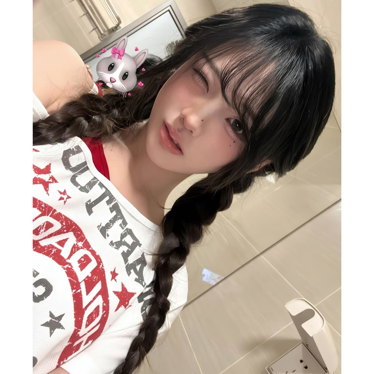 광저우 원단 후아 남편 그리드 디지털 직분사 한 부서 가짜 두 조각 비스듬한 어깨 반팔 티셔츠 패치워크 색상 맨위 이미지 3