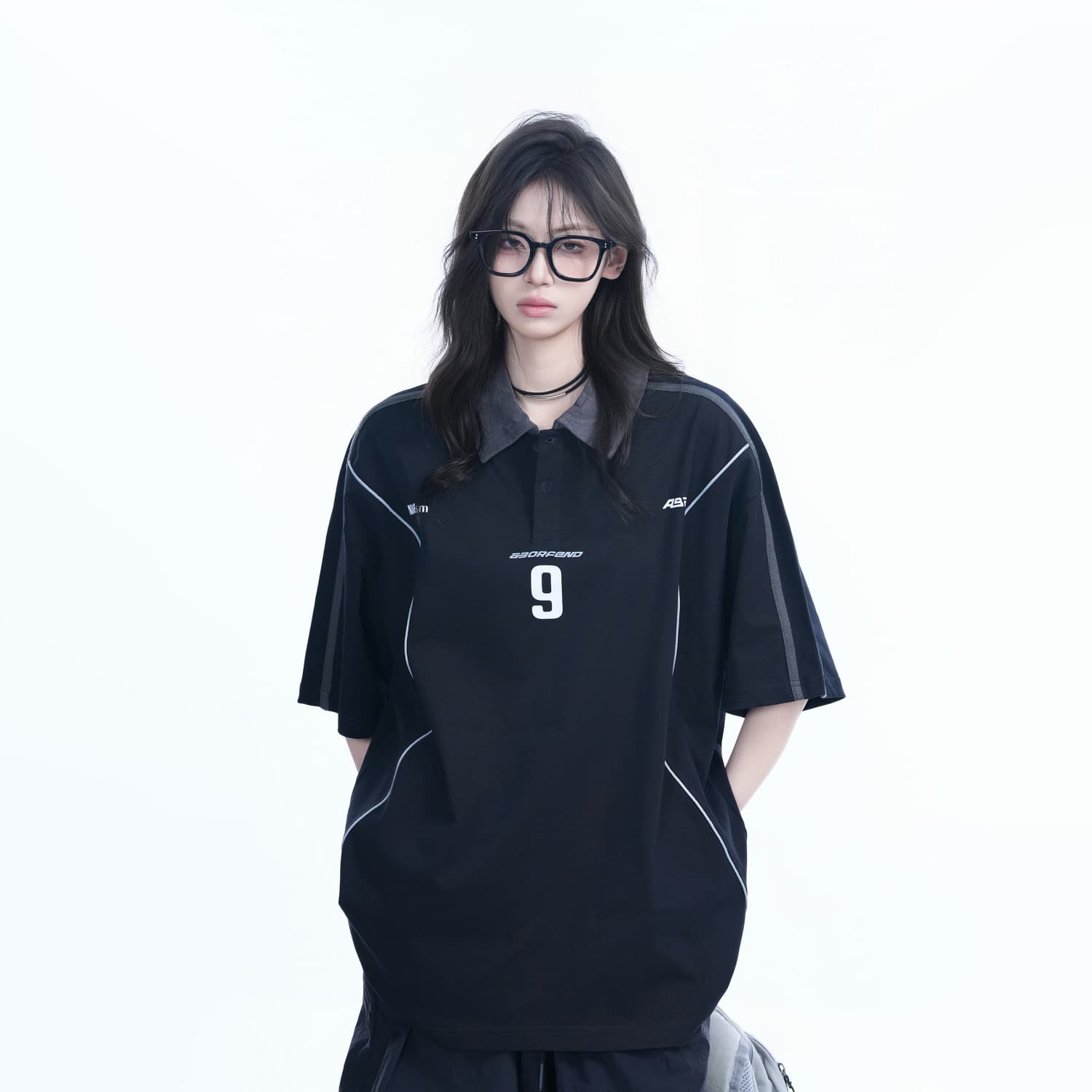 아메리칸 POLO 셔츠 학원 스타일 반팔 티셔츠 남녀 루즈핏 높음 거리 커플 ins 맨위 반소매 이미지 3