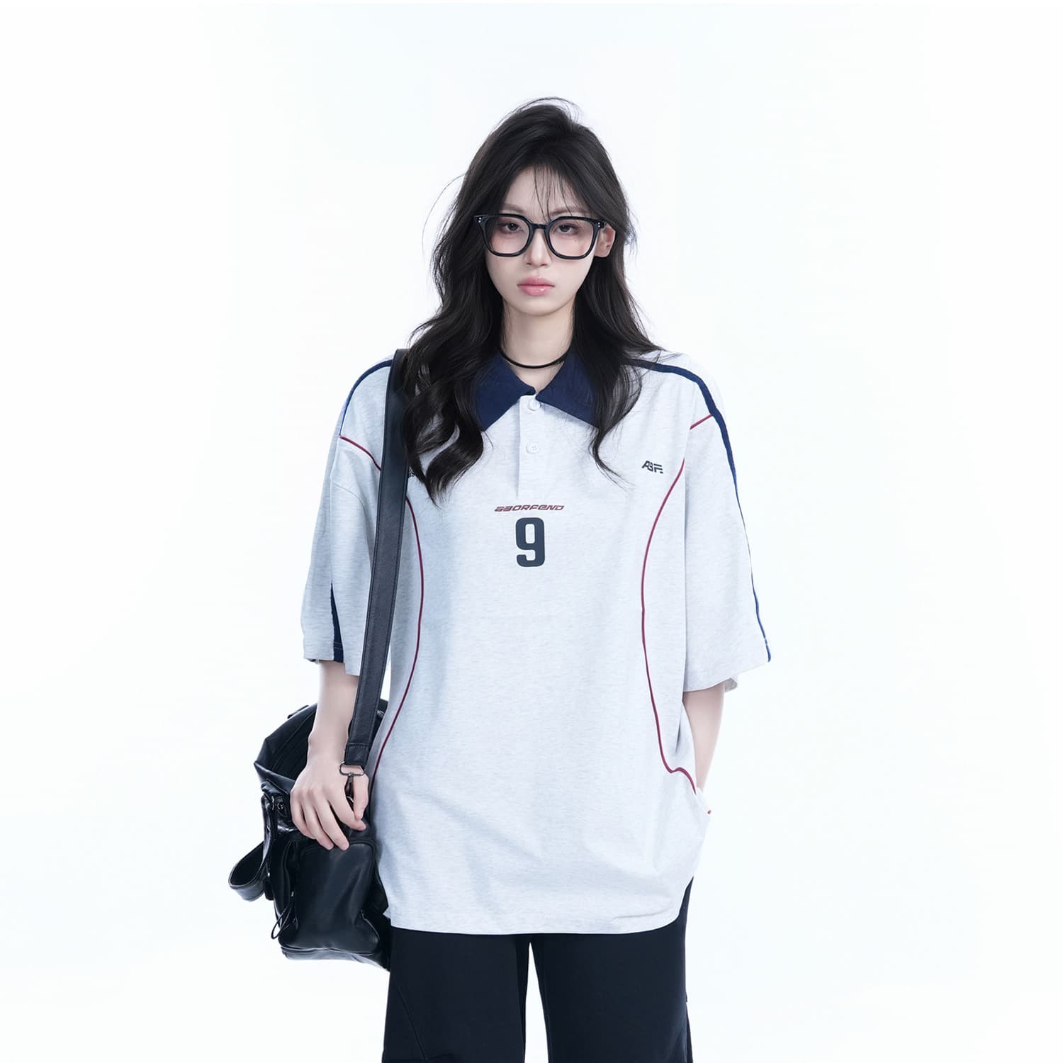 아메리칸 POLO 셔츠 학원 스타일 반팔 티셔츠 남녀 루즈핏 높음 거리 커플 ins 맨위 반소매 상세 이미지 4