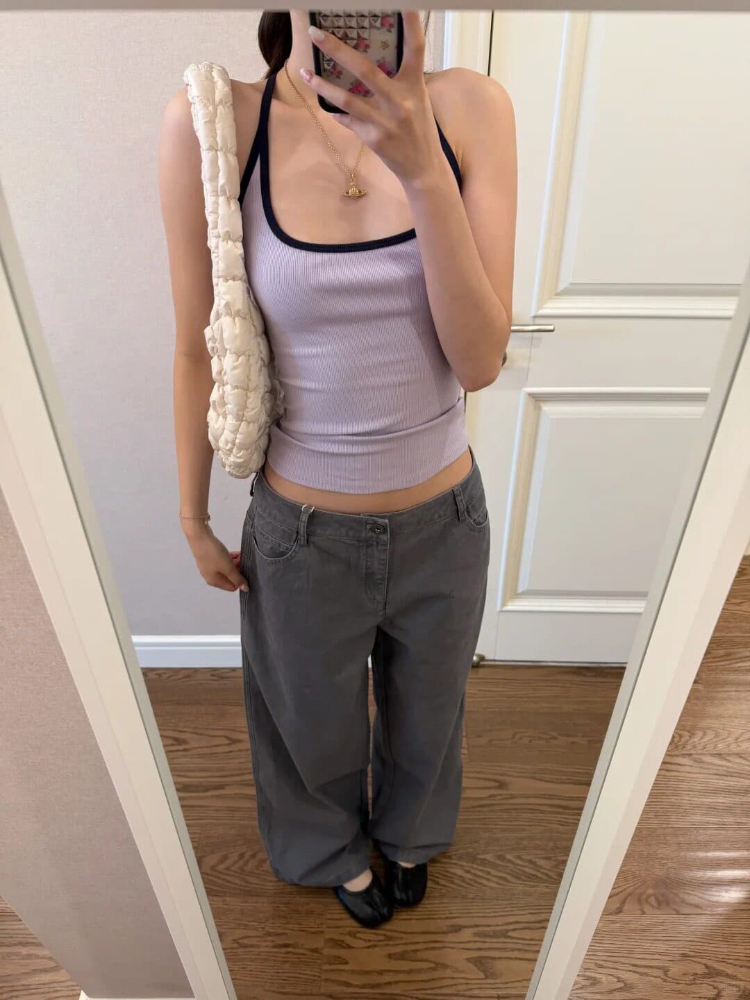 한 부서 배색 u 칼라 작은 슬링 조끼