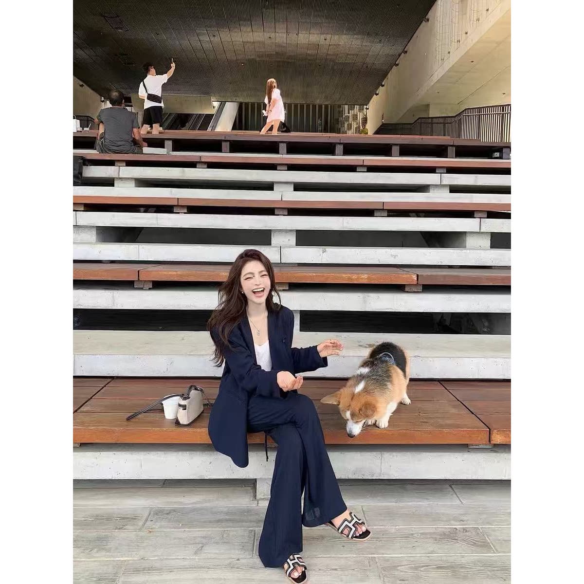 오래된 돈 바람 패션 세트 여성 외국 가스 2026 여름 신제품 자외선 차단 아마 셔츠 와이드 레그 팬츠 투피스 세트 상세 이미지 1
