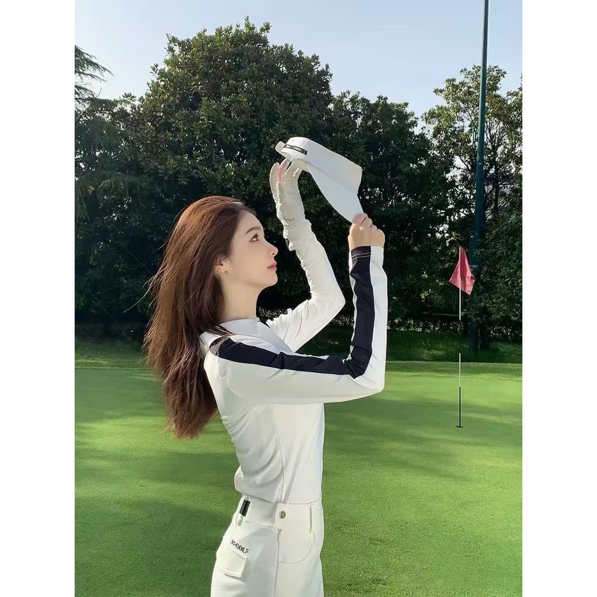 2026 새로운 골프 세트 캐주얼 휴가 캐주얼 운동 POLO 셔츠 긴팔 맨위 여성 테니스 치마 이미지 2