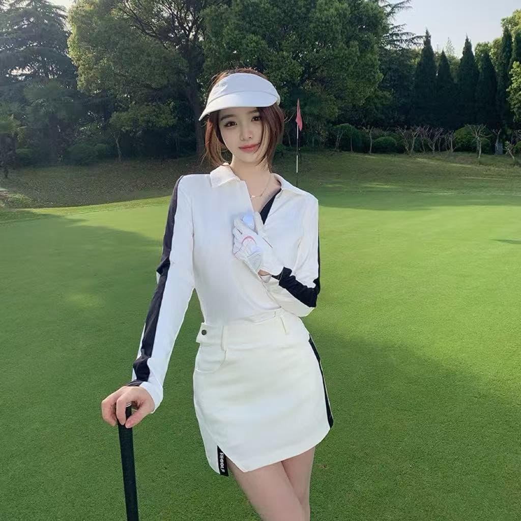 2026 새로운 골프 세트 캐주얼 휴가 캐주얼 운동 POLO 셔츠 긴팔 맨위 여성 테니스 치마 이미지 5