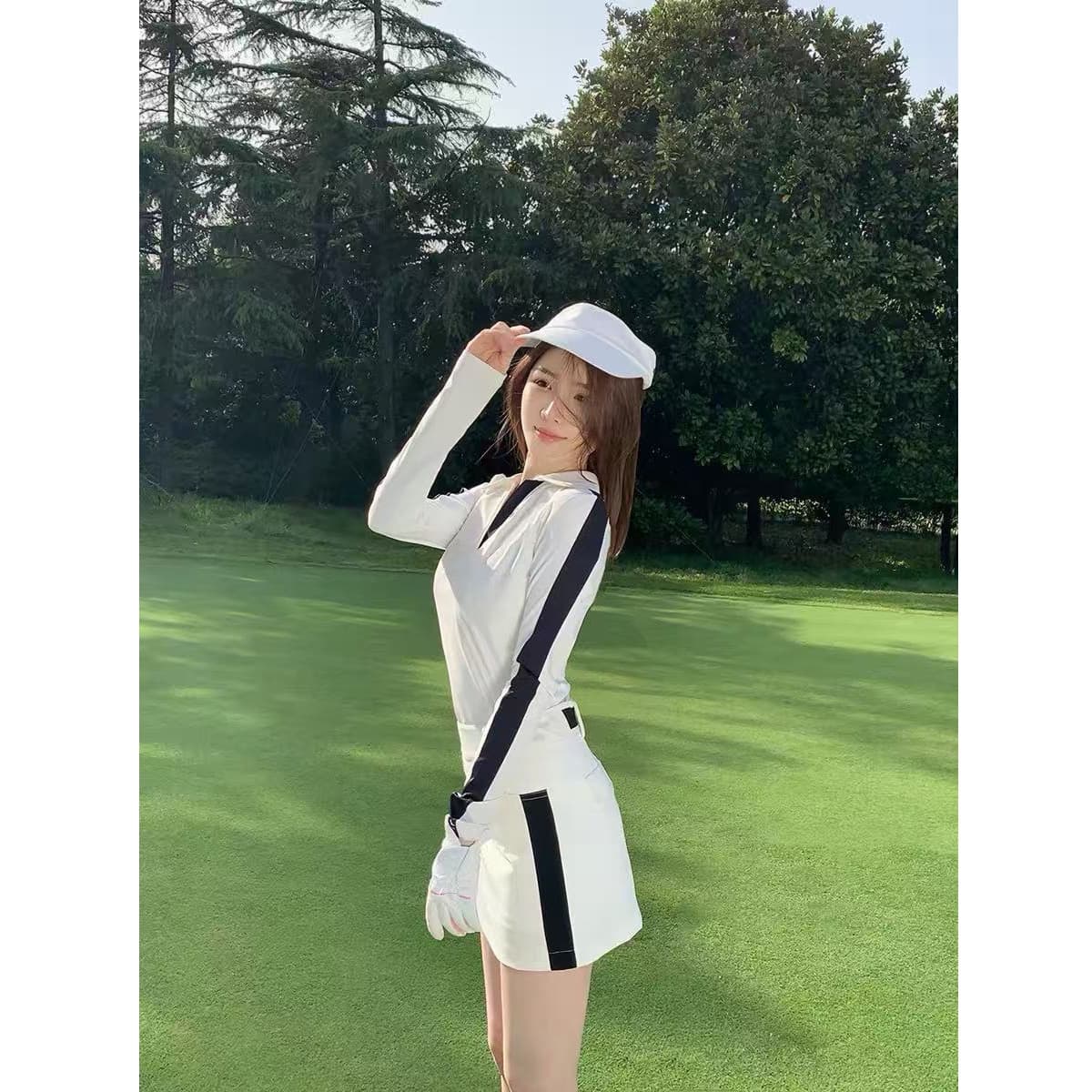2026 새로운 골프 세트 캐주얼 휴가 캐주얼 운동 POLO 셔츠 긴팔 맨위 여성 테니스 치마 상세 이미지 4