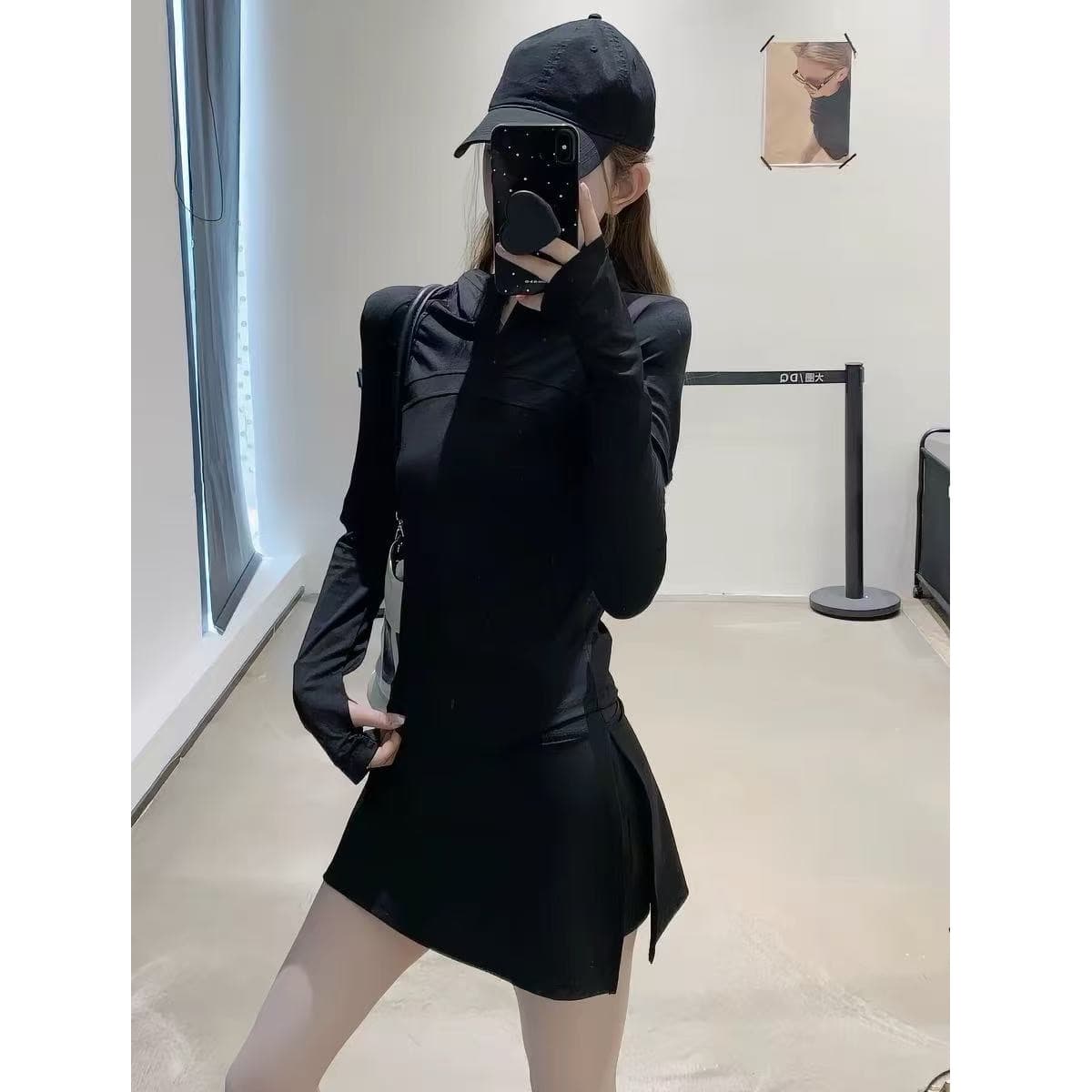 한국 스타일 캐주얼 자외선 차단 세트 드레스 여성 슬림해 보이는 몸매 가꾸기 후드 지퍼 재킷 하이웨이스트 짧은 치마바지 투피스 세트 상세 이미지 2