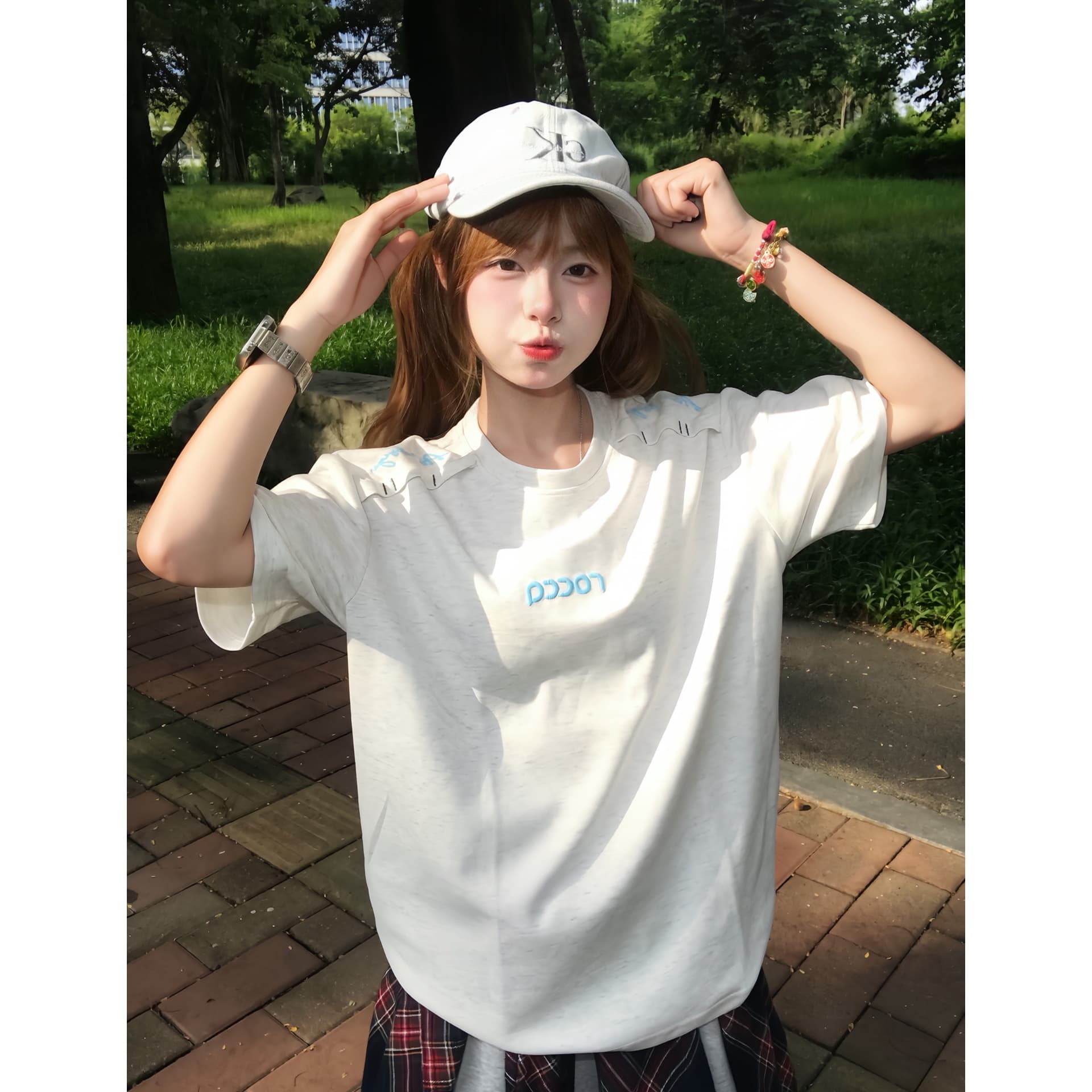 자수 네리 가게 천 19 지점 220 그램 순면 반팔 티셔츠 여성 이미지 5