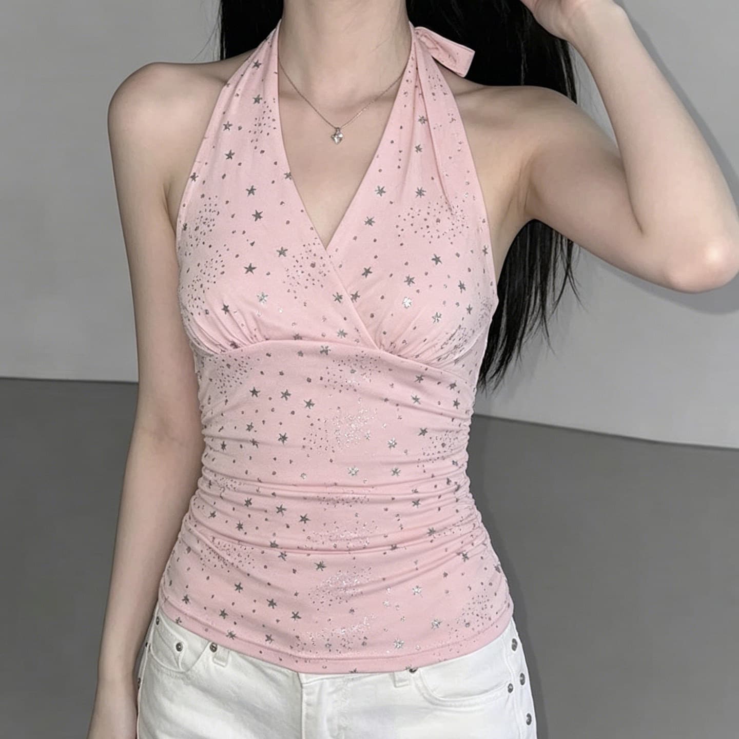 경관 그림 1 1 와 사고 방식 260 그램 달콤한 매운맛 순수한 욕망 디자인 행침 목 작은 조끼 백리스 핫걸 맨위 상세 이미지 3