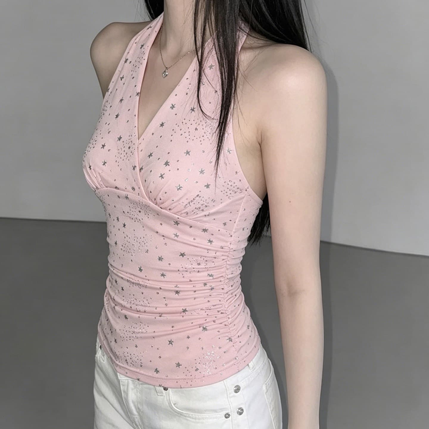 경관 그림 1 1 와 사고 방식 260 그램 달콤한 매운맛 순수한 욕망 디자인 행침 목 작은 조끼 백리스 핫걸 맨위 상세 이미지 4
