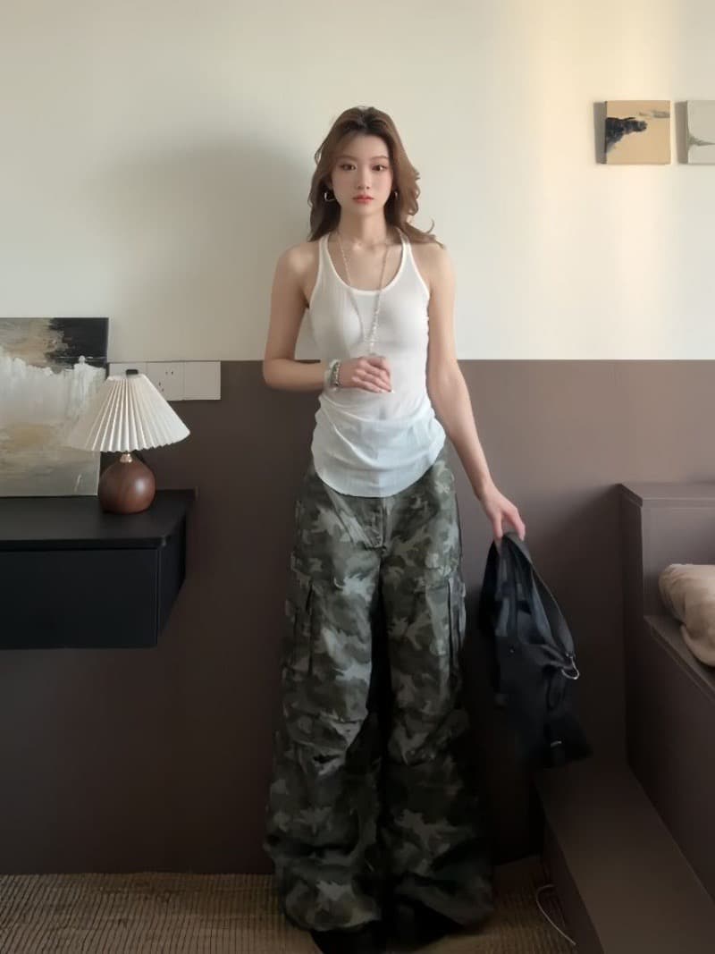 경관 그림 1 1 와 사고 방식 260 그램 핫걸 홀로우 아웃 레이스 화이트 조끼 여성 작은 대중 Chic 맨위 이미지 4