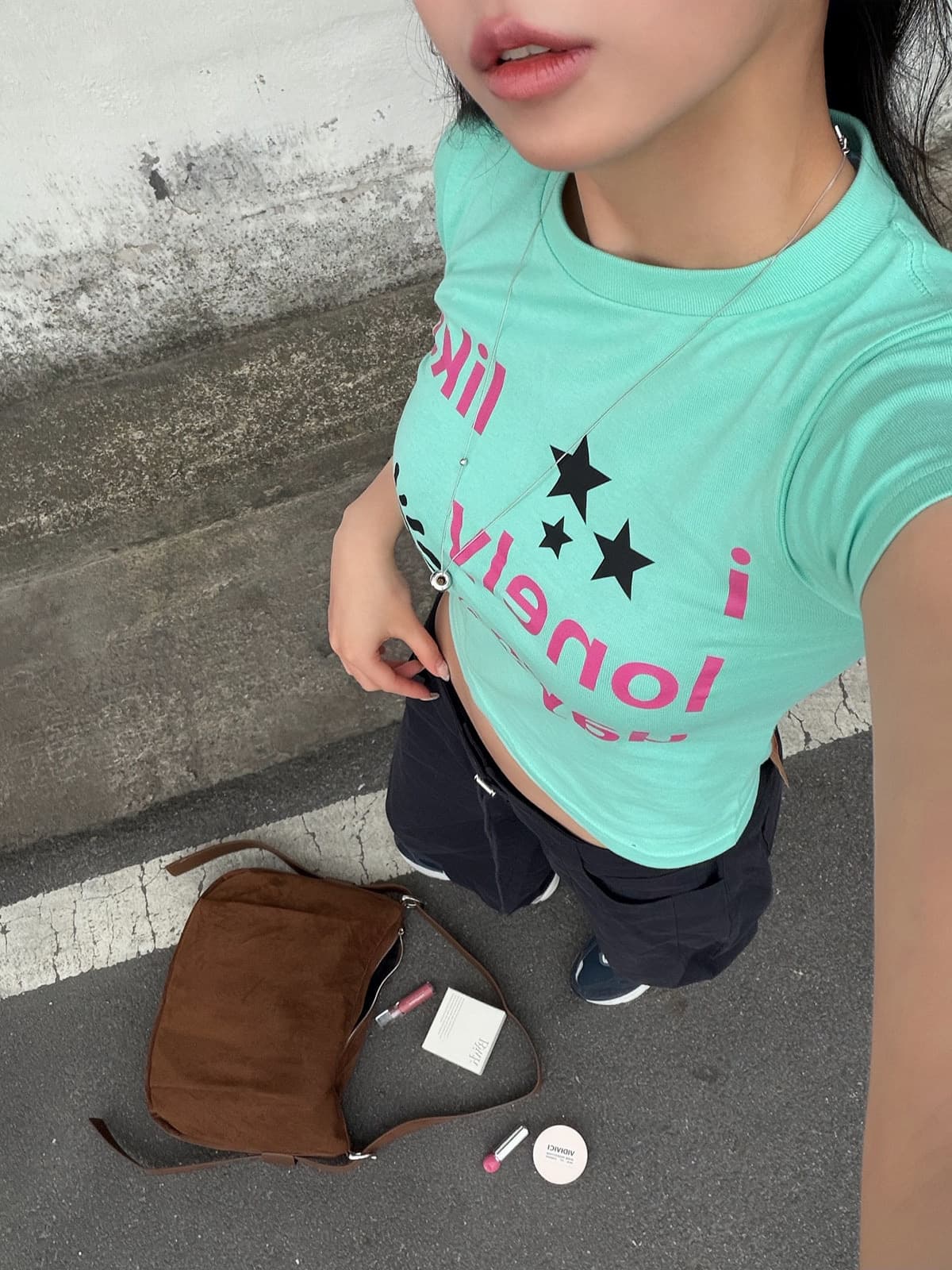 한 부서 순면 긍정적 인 어깨 라운드 넥 프린트 반팔 티셔츠 상세 이미지 3