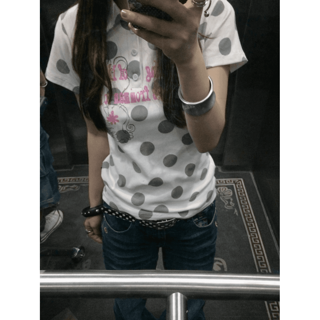 220 그램 92 면 8 암모니아 Lun POLO 칼라 프린트 반팔 이미지 5
