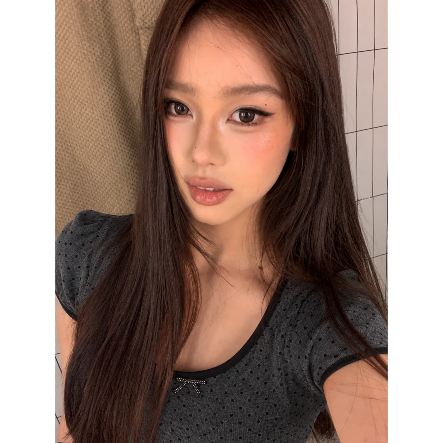 220 그램 1 1 훌륭함 면 반팔 티셔츠 몸매 가꾸기 허리 수축 테두리 버블 반팔 상세 이미지 3