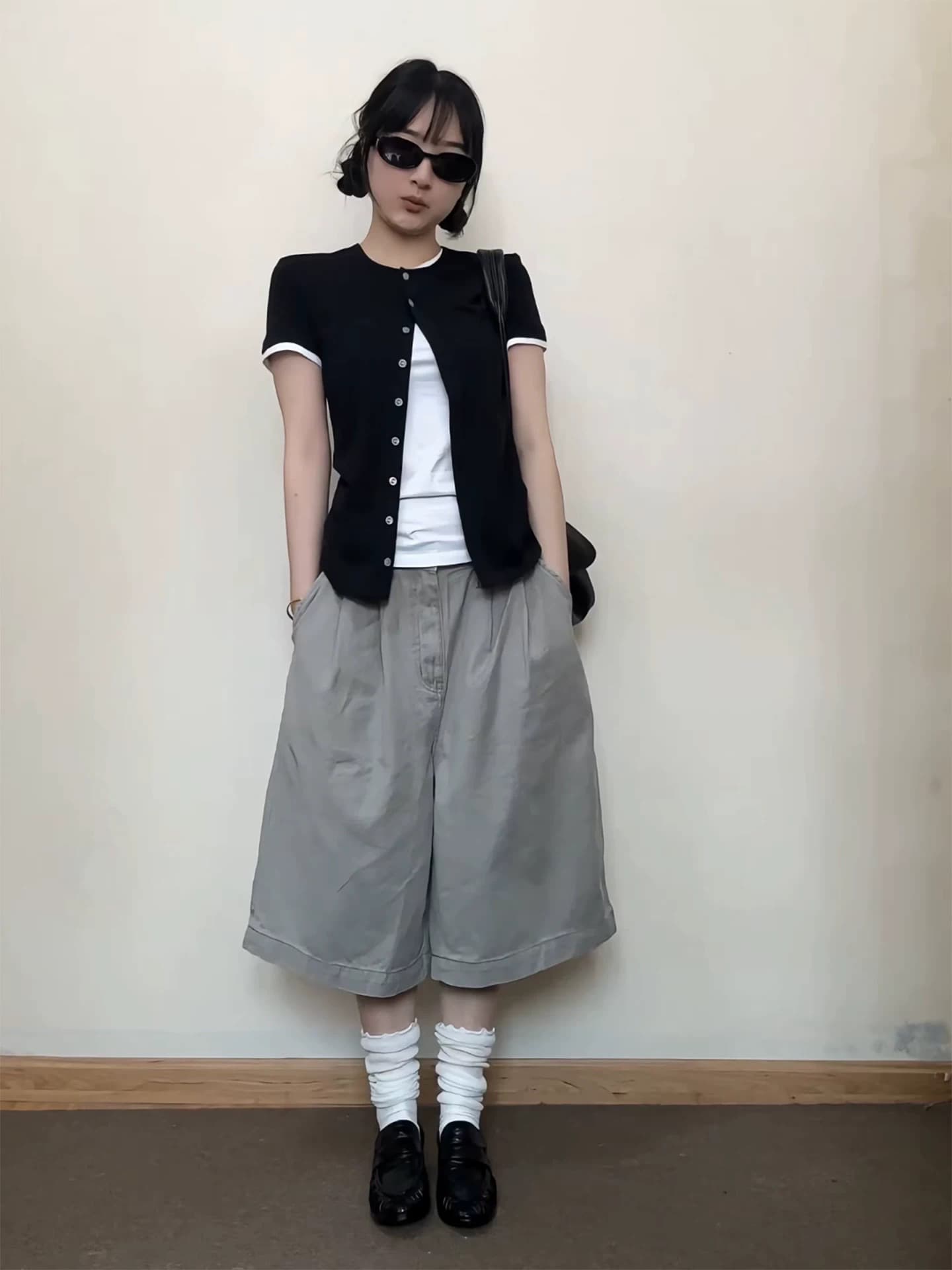 210 그램 40 좋은 면 반팔 티셔츠 몸매 가꾸기 쇼트 스타일 페이크 레이어드 복합 배색 이미지 2