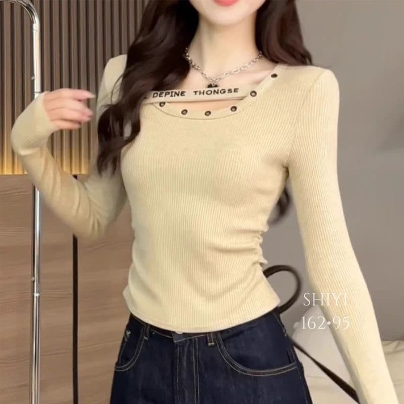 원본 솜씨 페이크 레이어드 레이스 행침 목 여성 봄 가을 이른 가을 쇼트 스타일 몸매 가꾸기 나비 매듭 맨위 이미지 3