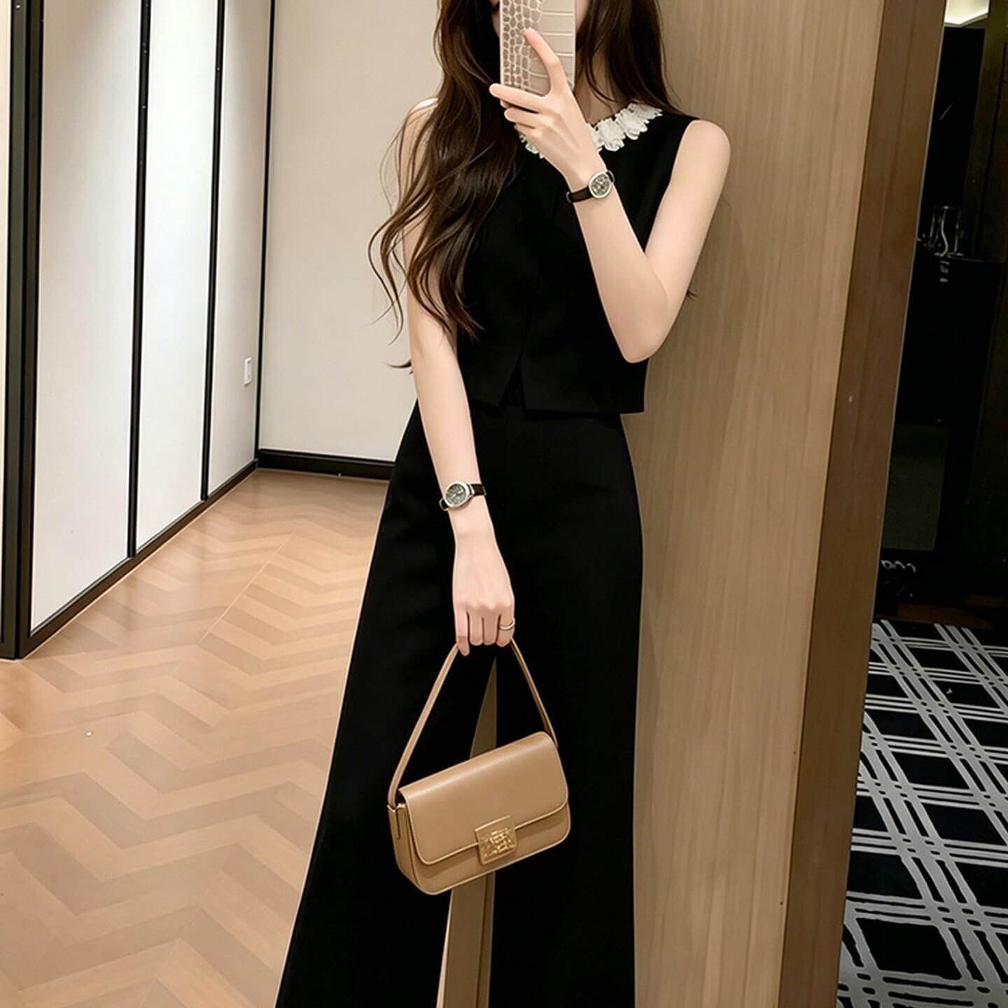 복잡한 고대 돈 바람 빛 요리 한 작은 대중 아니요 명중 섹션 착용 가져 가라. 세트 여름 민소매 꽃 맨위 바지 투피스 세트 상세 이미지 2