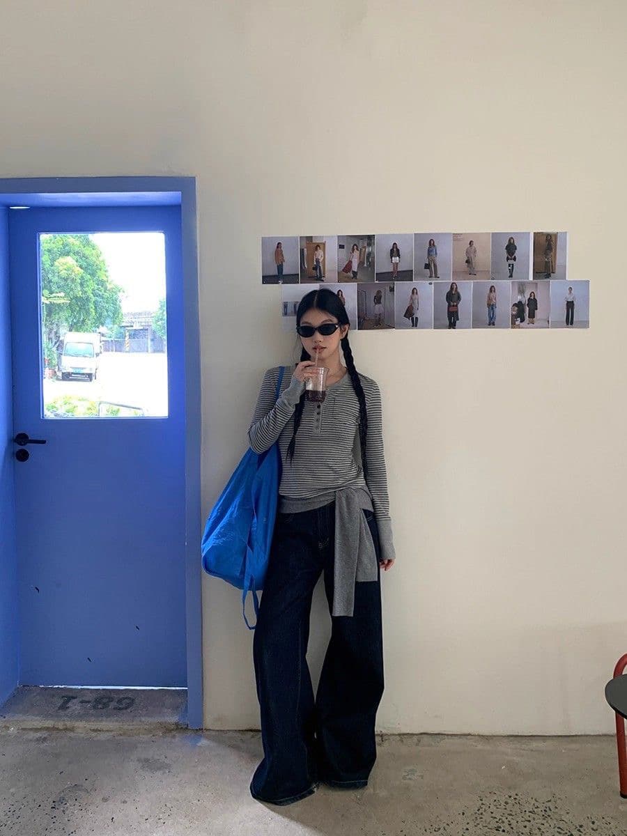 한 부서 인사이드 가져 가라. 기본 셔츠 여성 새로운 가을 고급 센스 패션 캐주얼 ins 긴팔 티셔츠 쇼트 스타일 맨위 상세 이미지 5