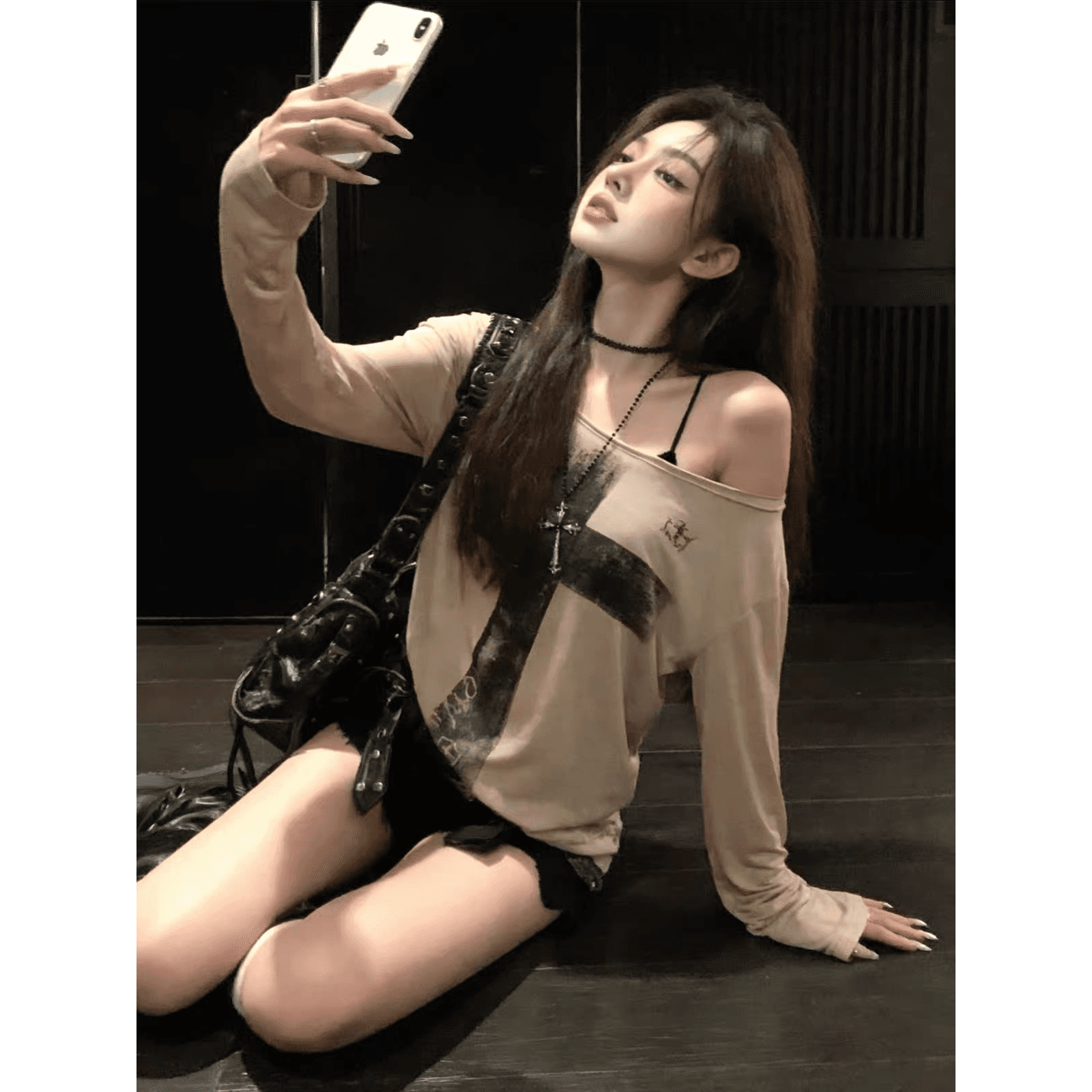 라이 경기 서울 눈꽃 면 광저우 원단 반팔 티셔츠 여성 이미지 5